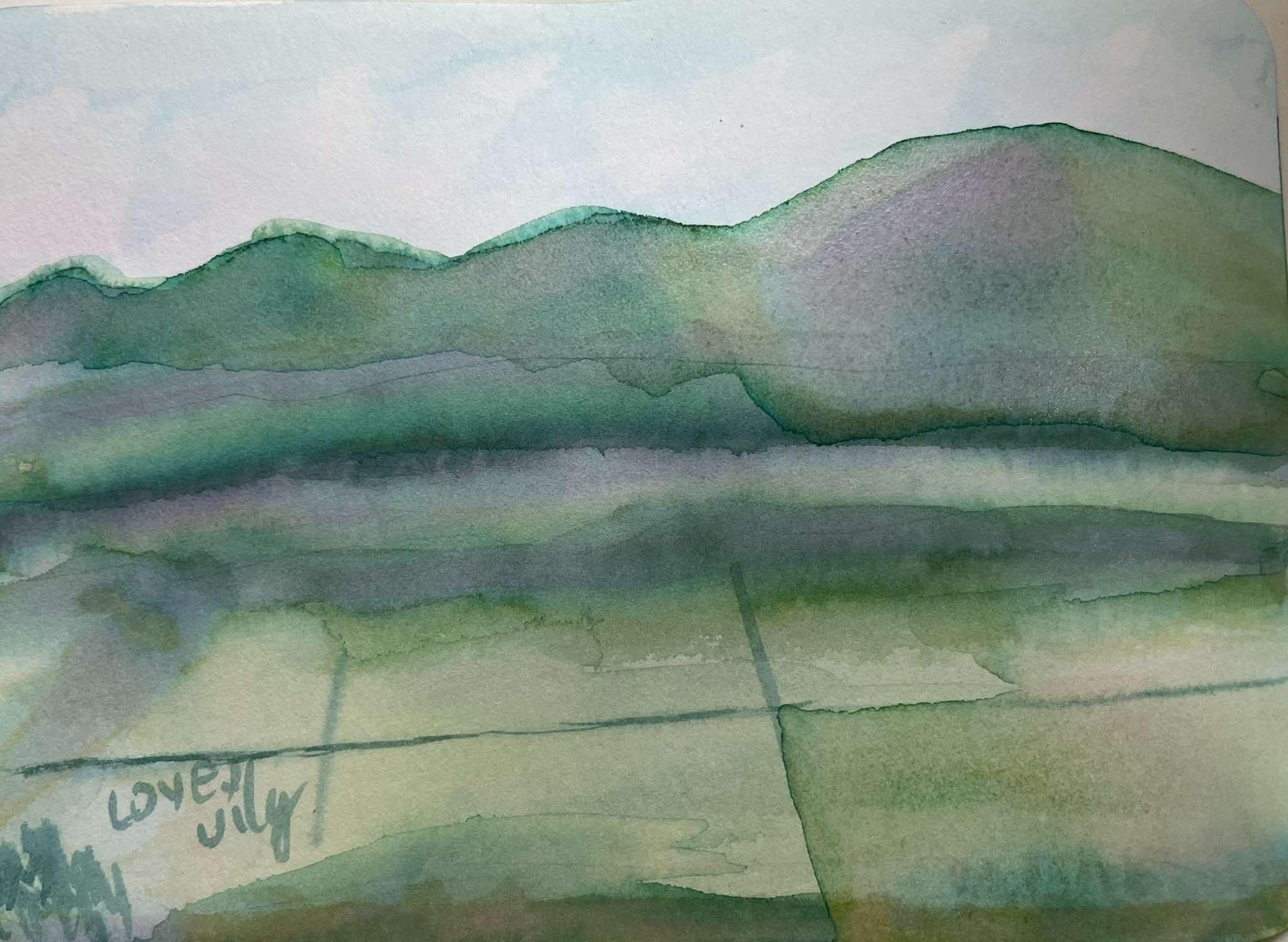 mixing different shades of greens for landscape painting - image 2 - student project