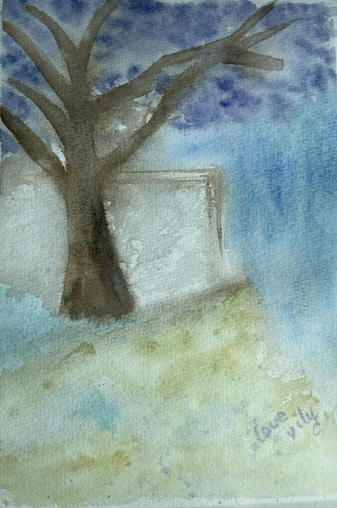 purple tree-loose watercolor painting - image 2 - student project