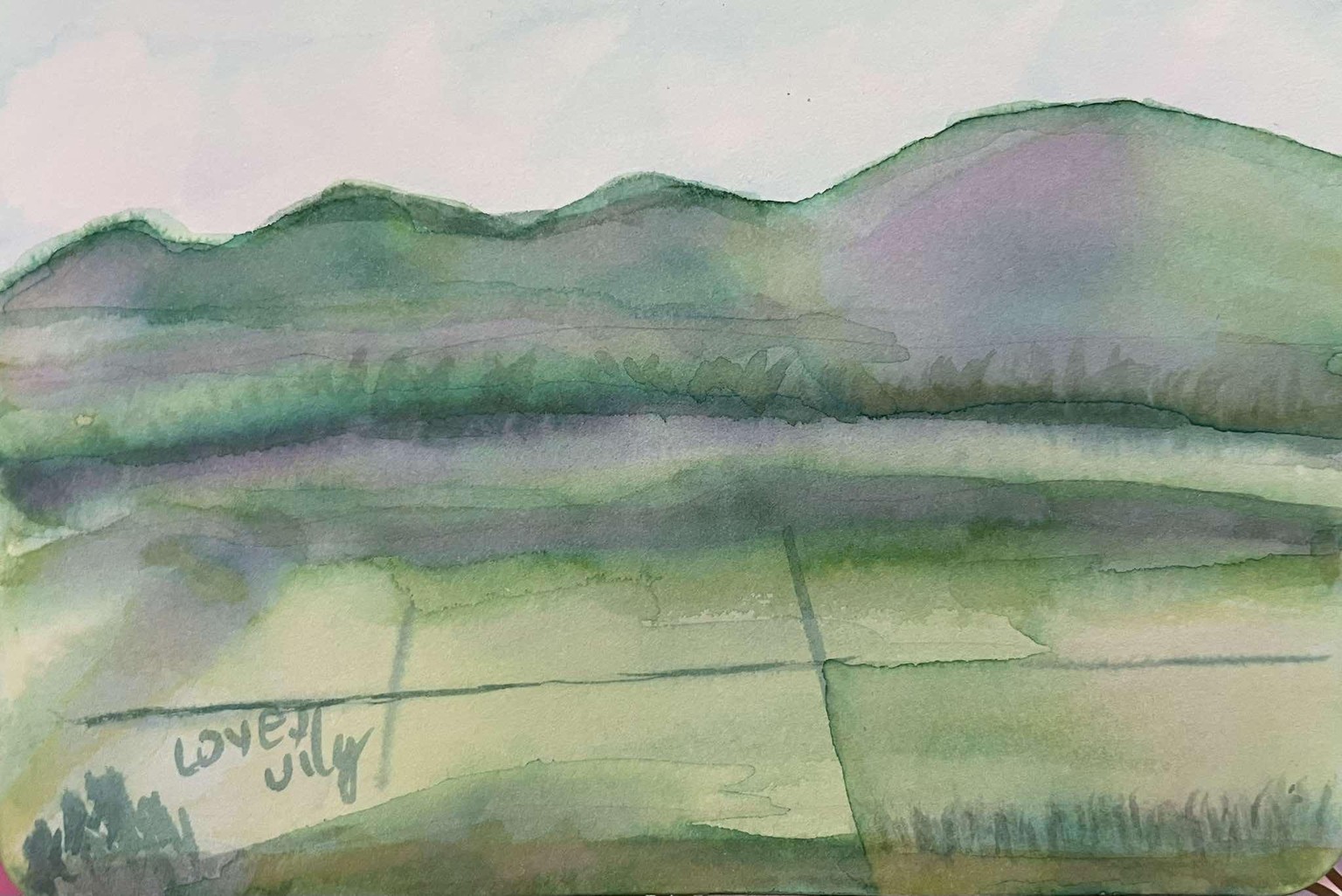 mixing different shades of greens for landscape painting - image 1 - student project