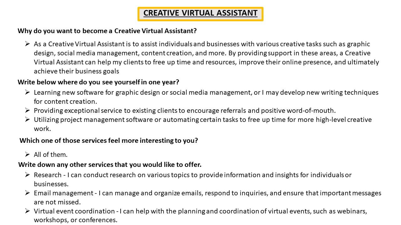 Creative Virtual Assistant - image 1 - student project