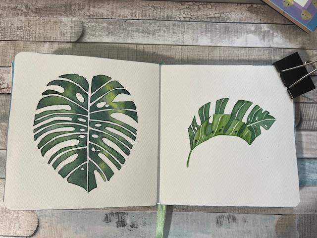 Monstera leaf using masking fluid - image 1 - student project