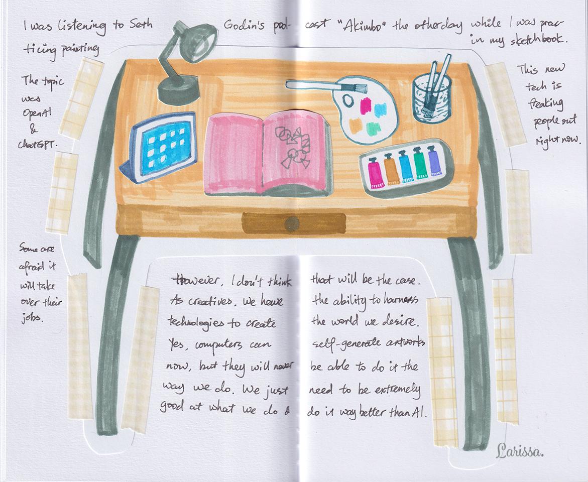 My drawing, painting, & journal spread - image 3 - student project
