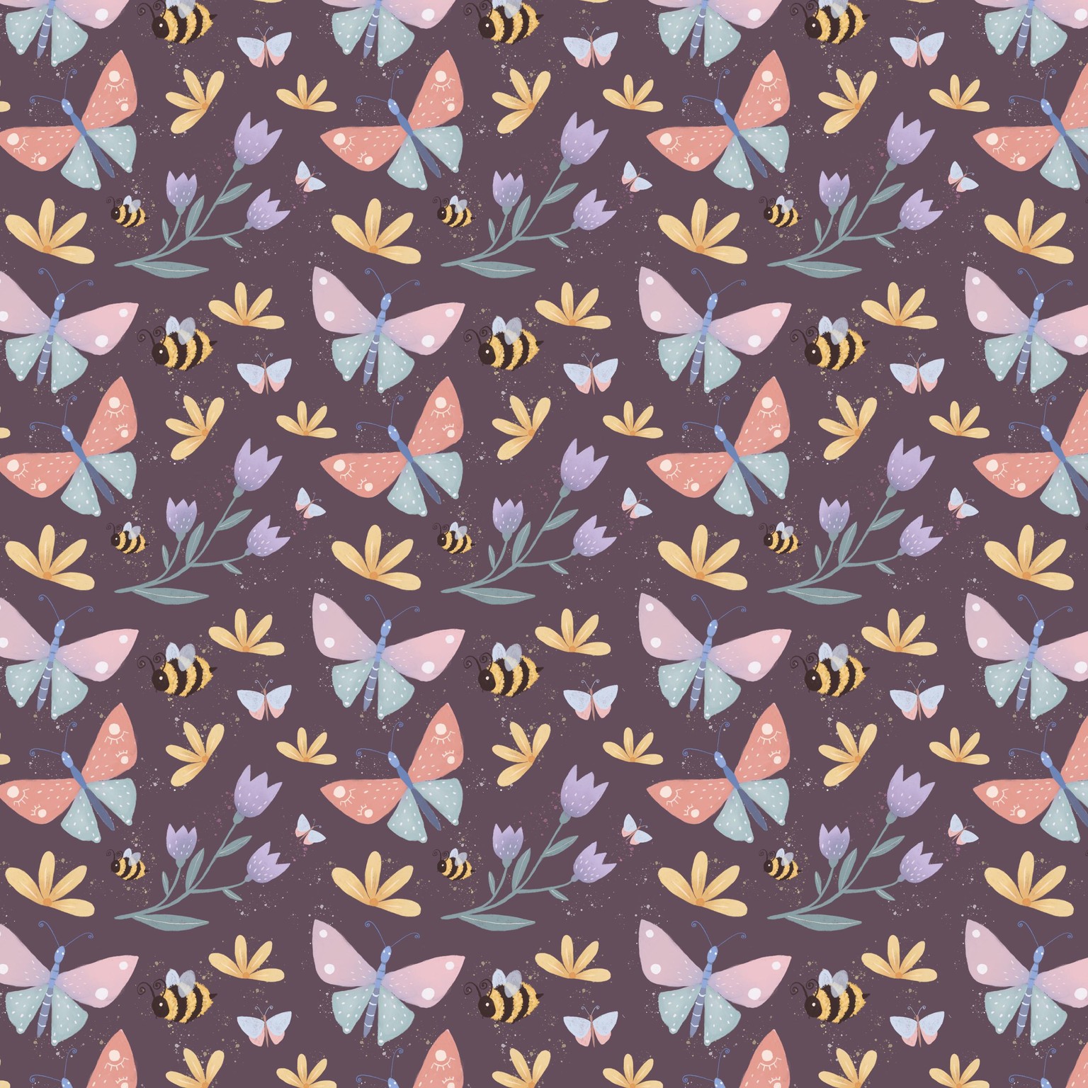 Butterfly & Bees pattern - image 1 - student project