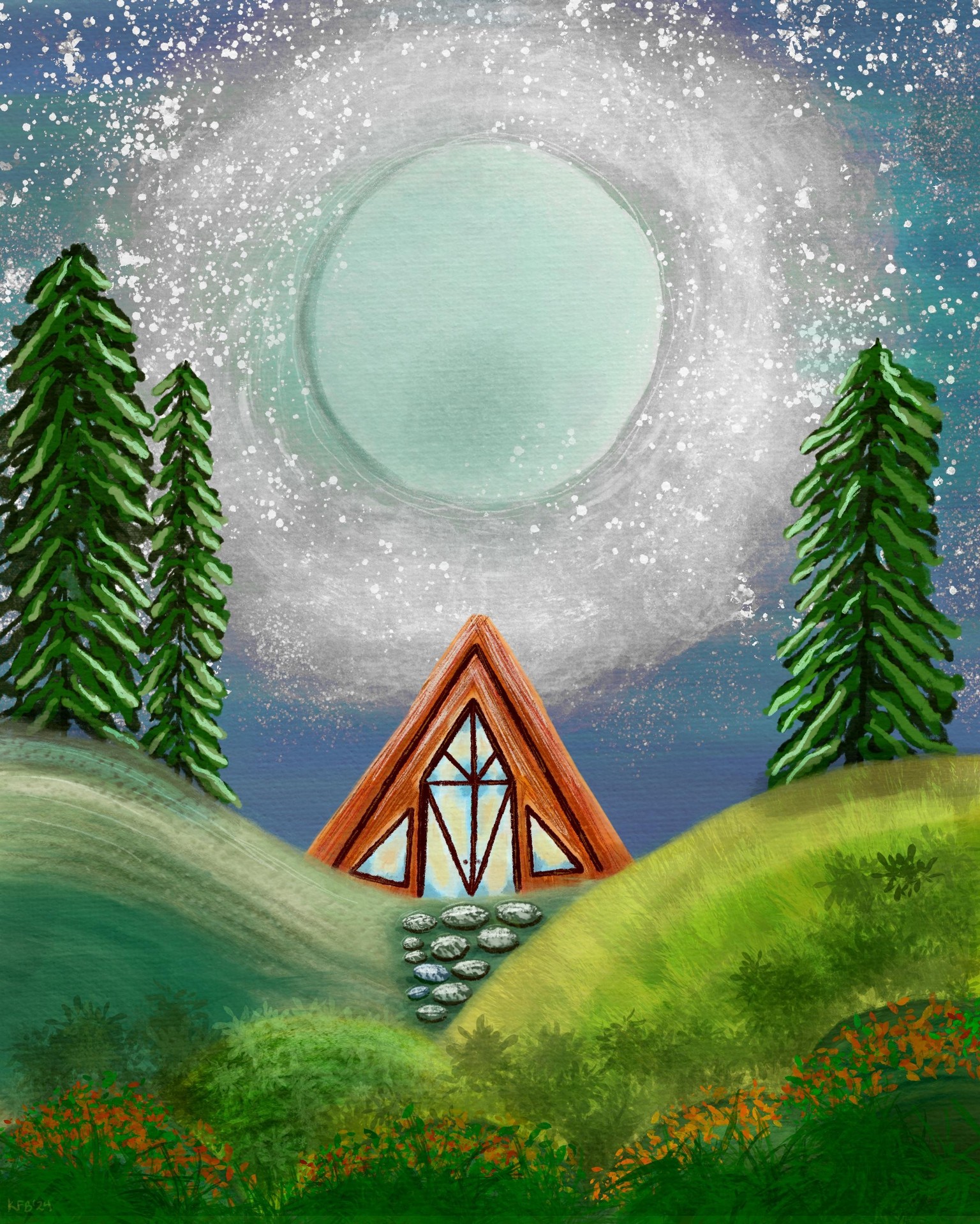 Moonlit Cabin - image 1 - student project