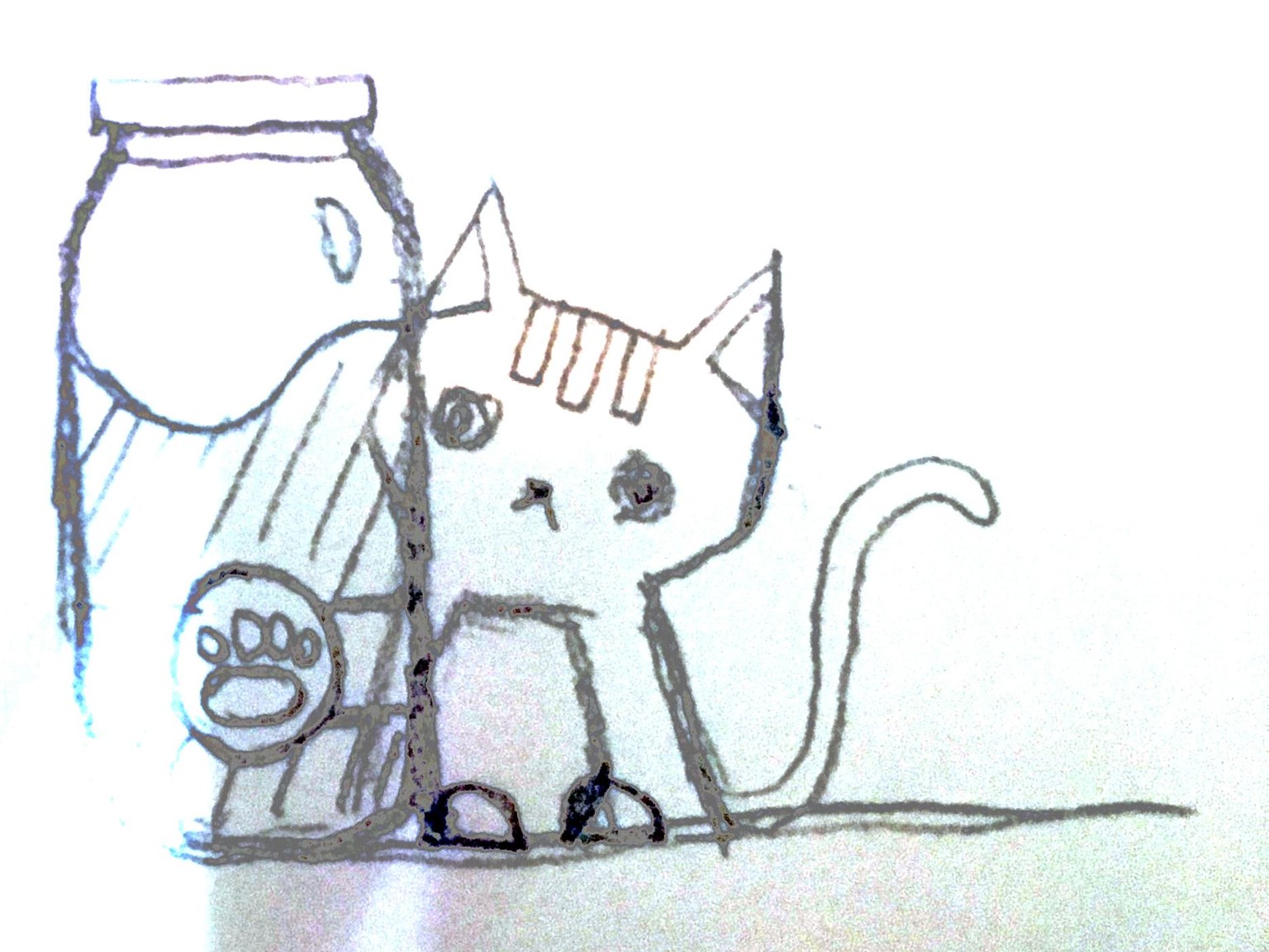 Cat Behind Milk Bottle - image 2 - student project