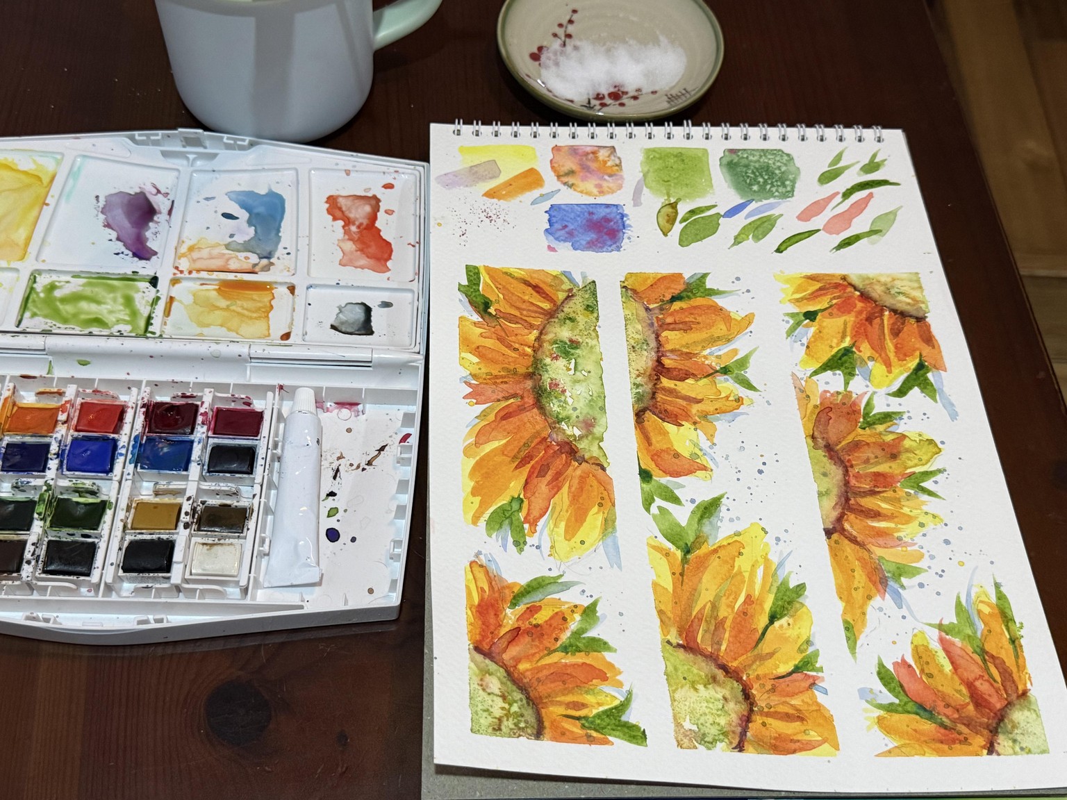 Sunflower bookmarks using salt and watercolours - image 1 - student project