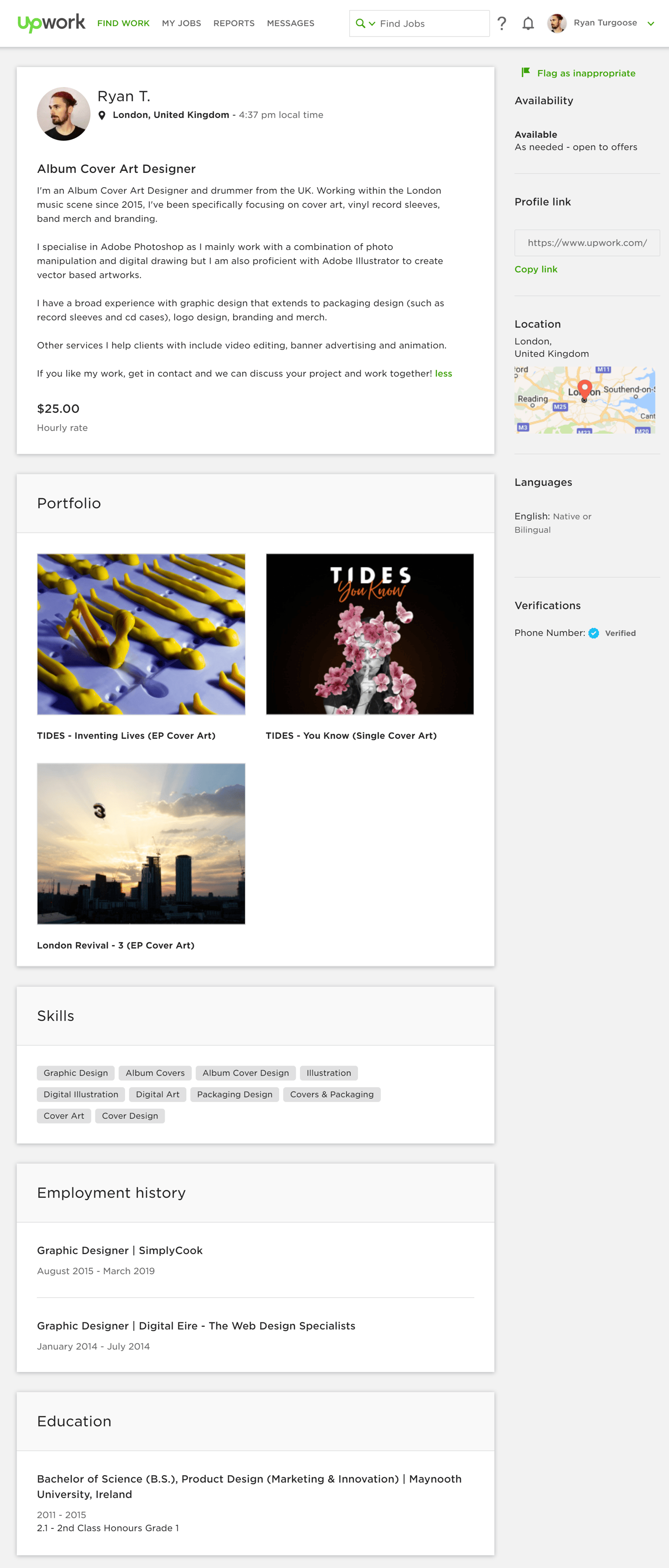 Upwork Profile - Ryan Turgoose - image 1 - student project