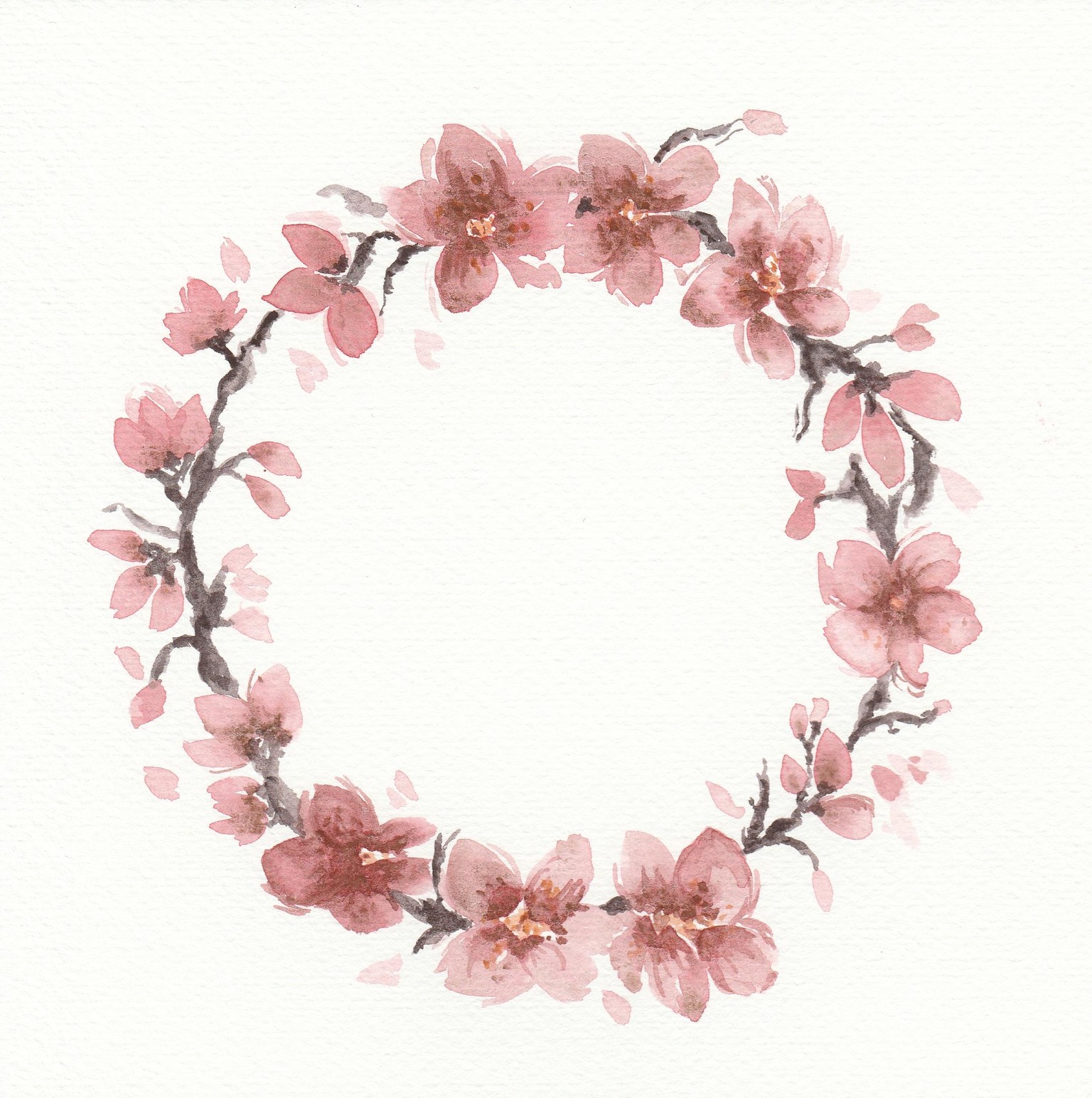 vintage cherry blossom wreath - image 1 - student project