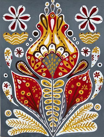 gouache botanical folk art - image 1 - student project