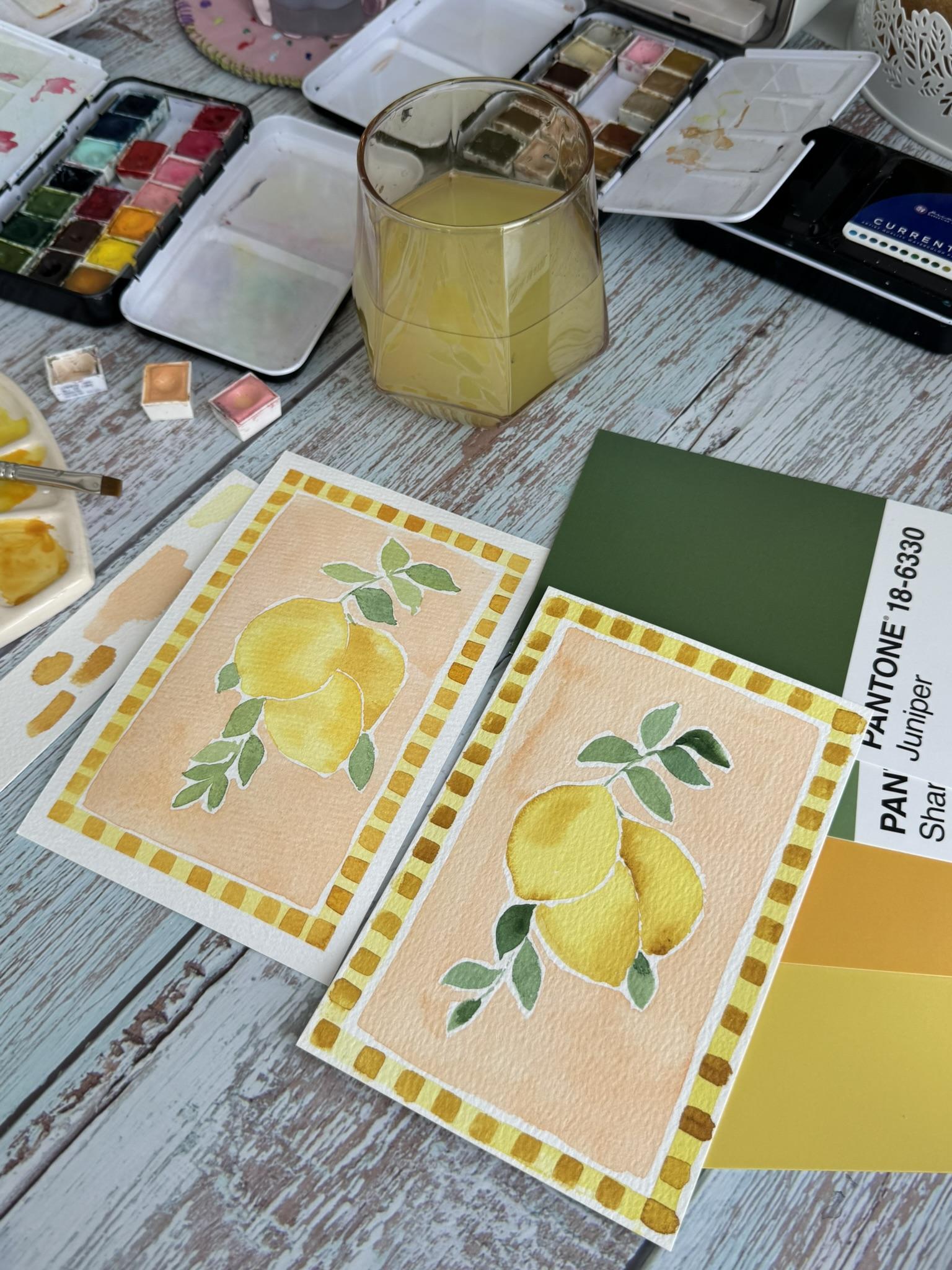 Lemons and pastel colors cards - image 2 - student project