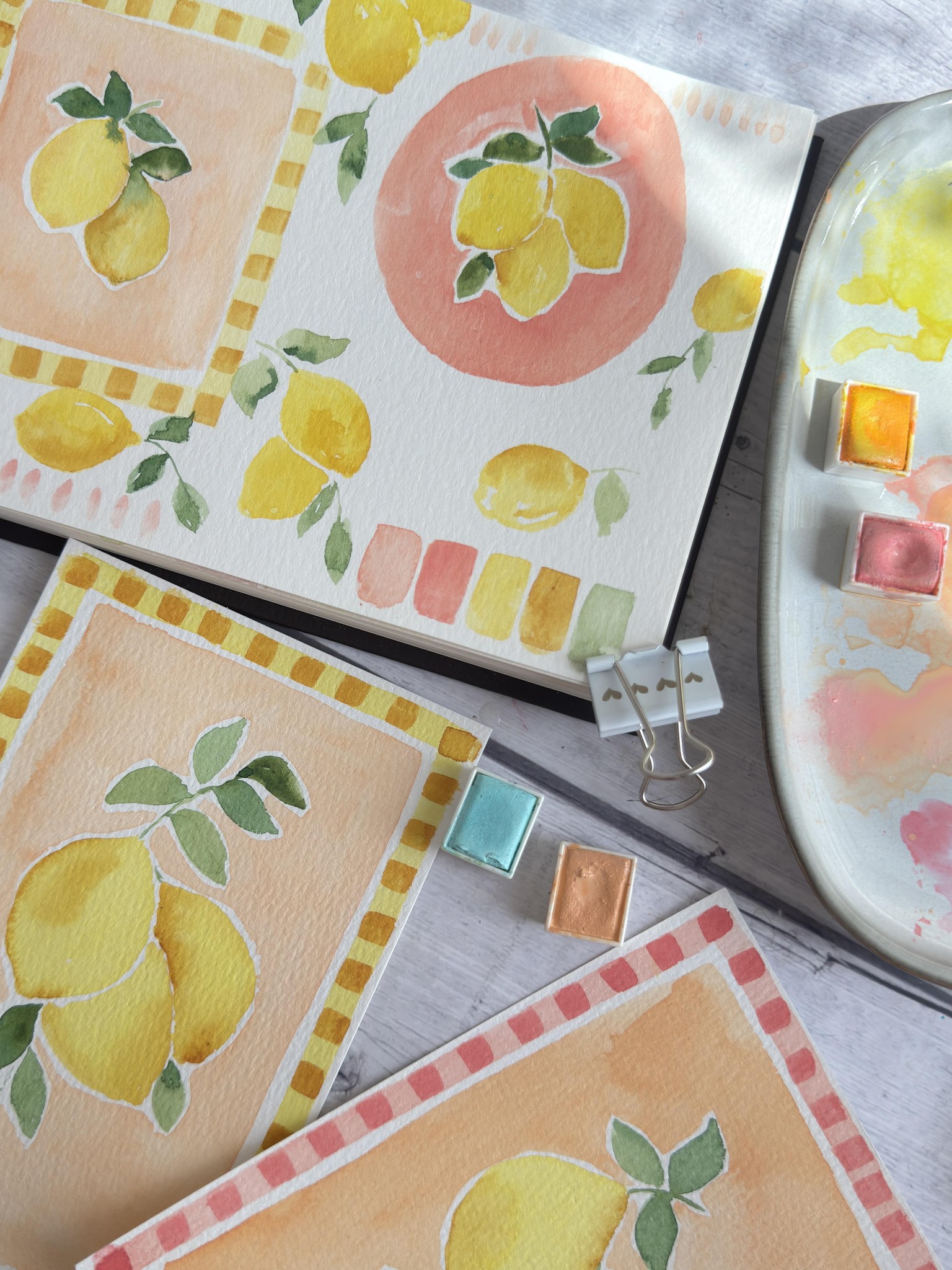 Lemons and pastel colors cards - image 3 - student project