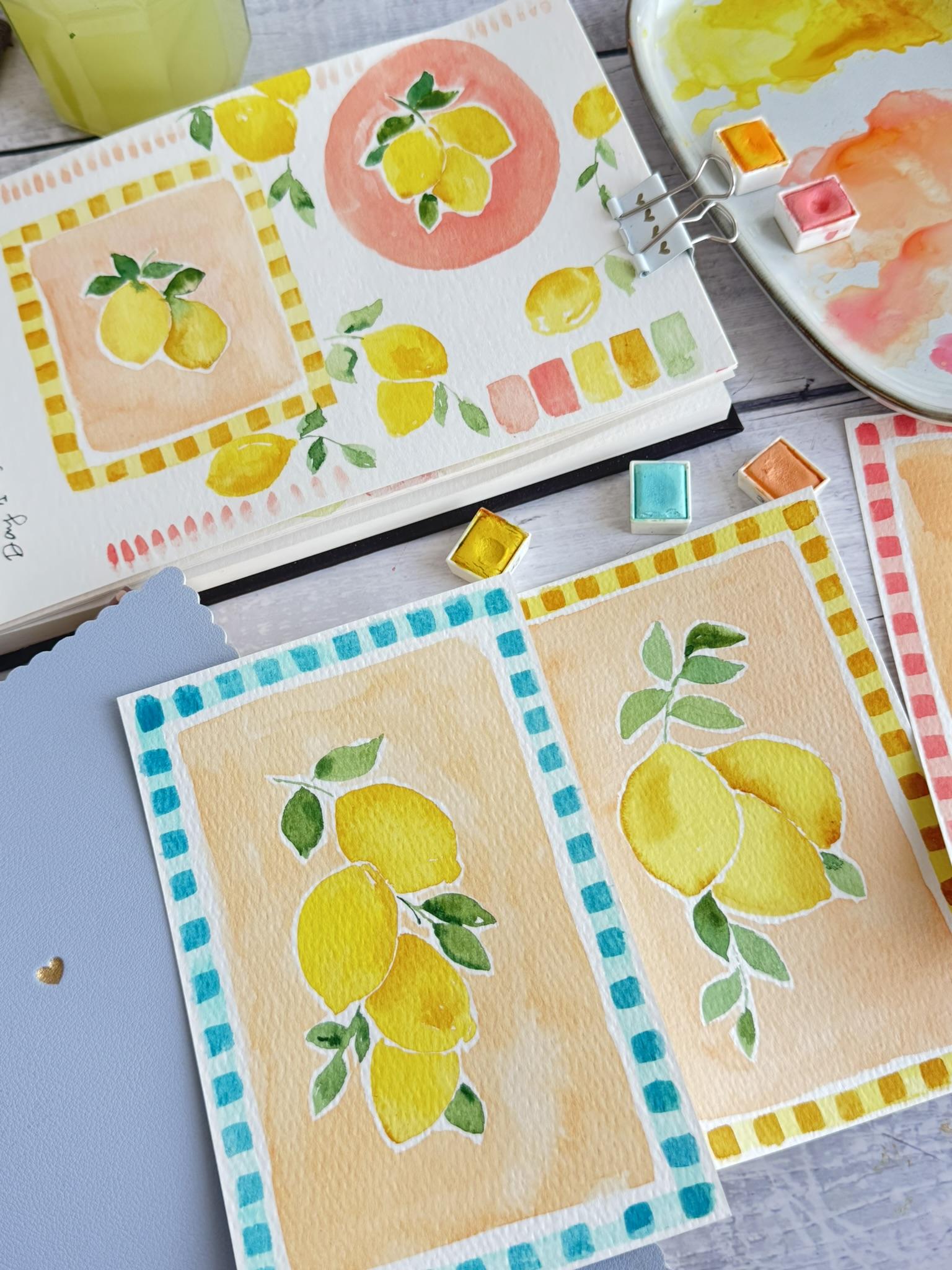 Lemons and pastel colors cards - image 1 - student project