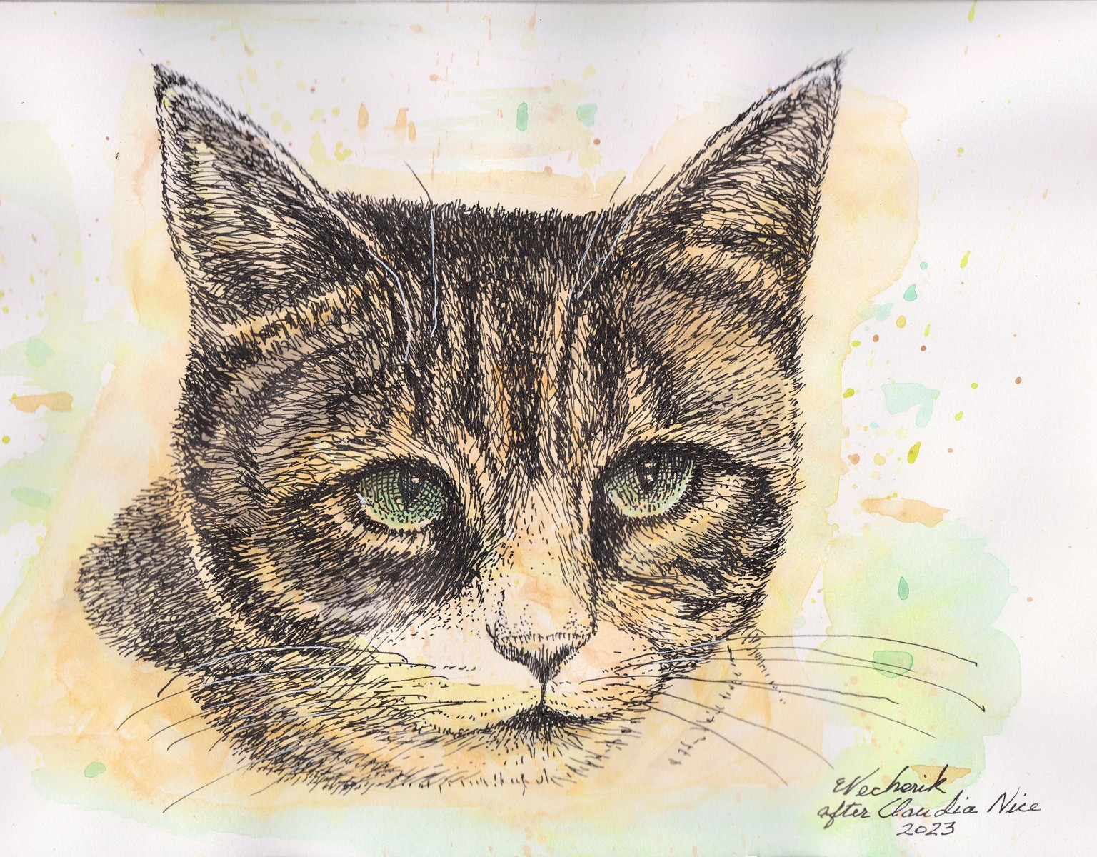 Pen ink squirrel Watercolor wash - image 2 - student project