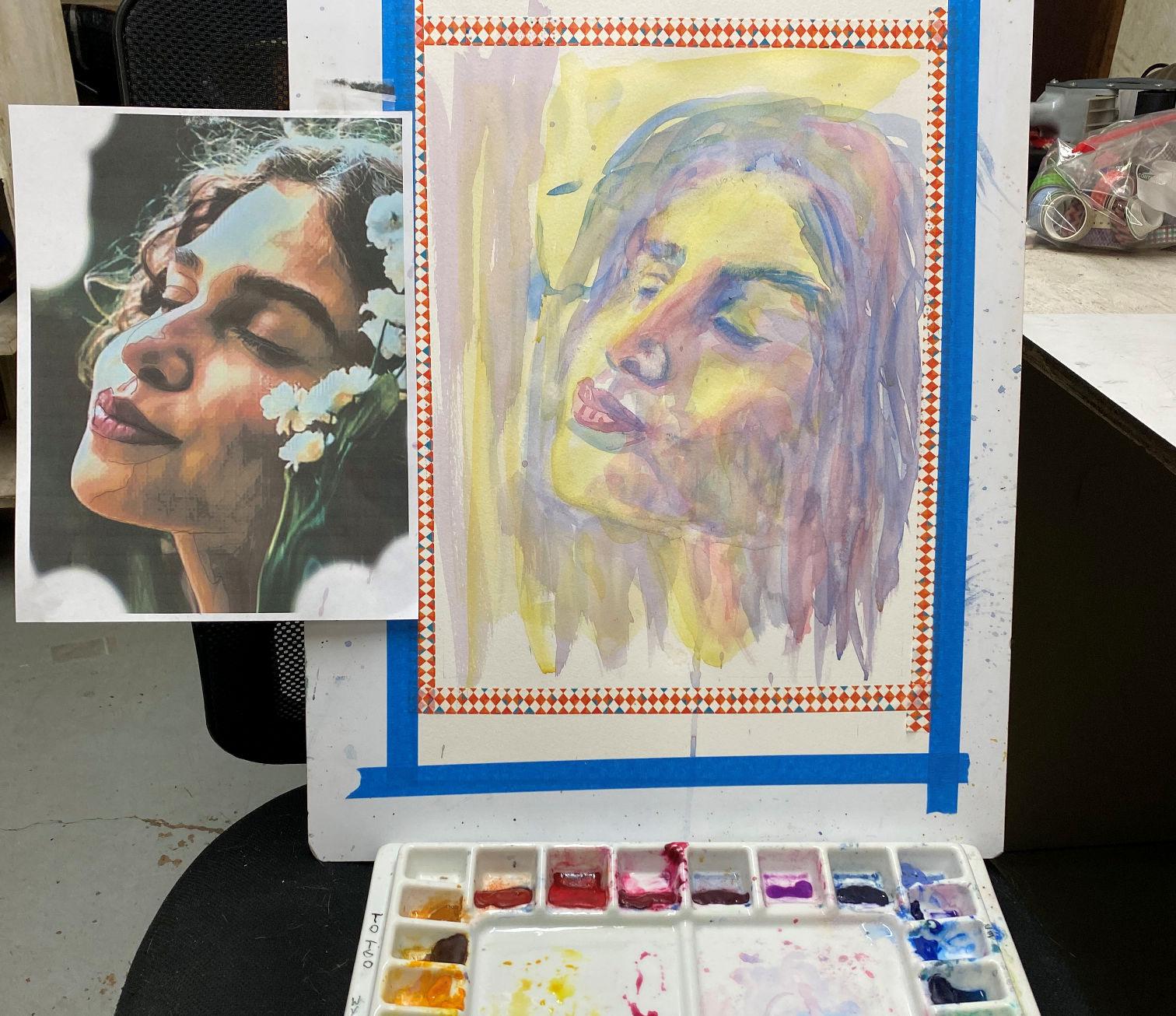 Watercolor portrait - image 3 - student project