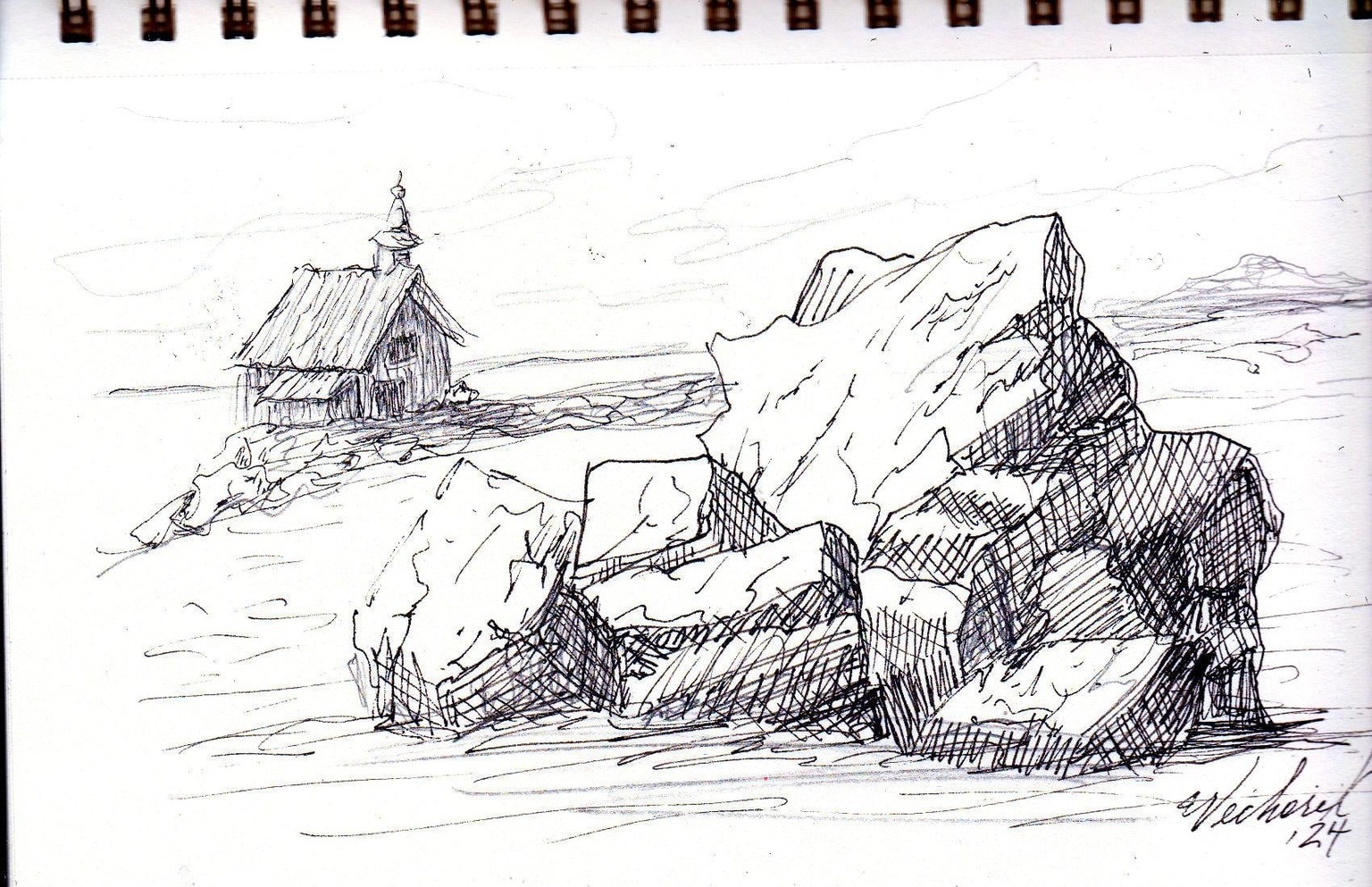 Pen and ink - loose landscape - image 1 - student project