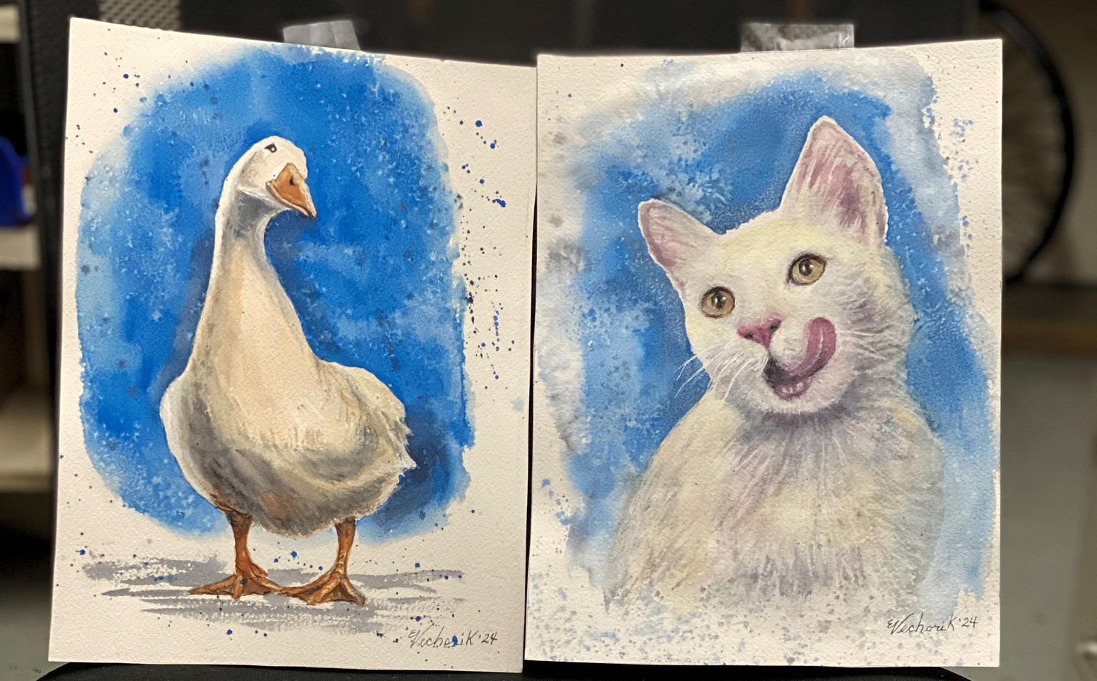 Watercolor - White animals, backgrounds - image 2 - student project