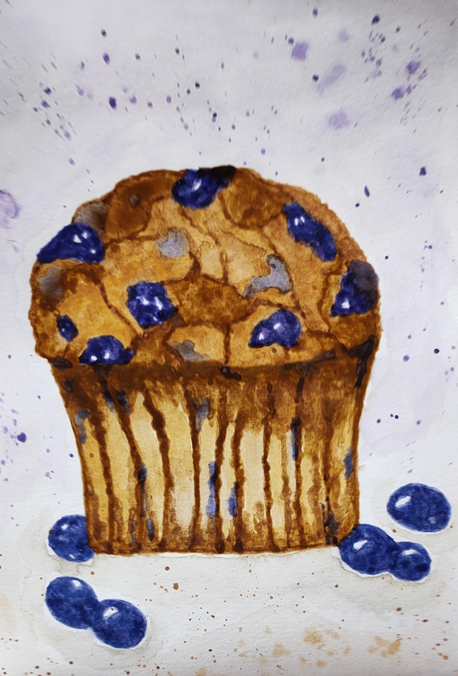 Watercolor Blueberry and Raspberry Muffin - image 2 - student project