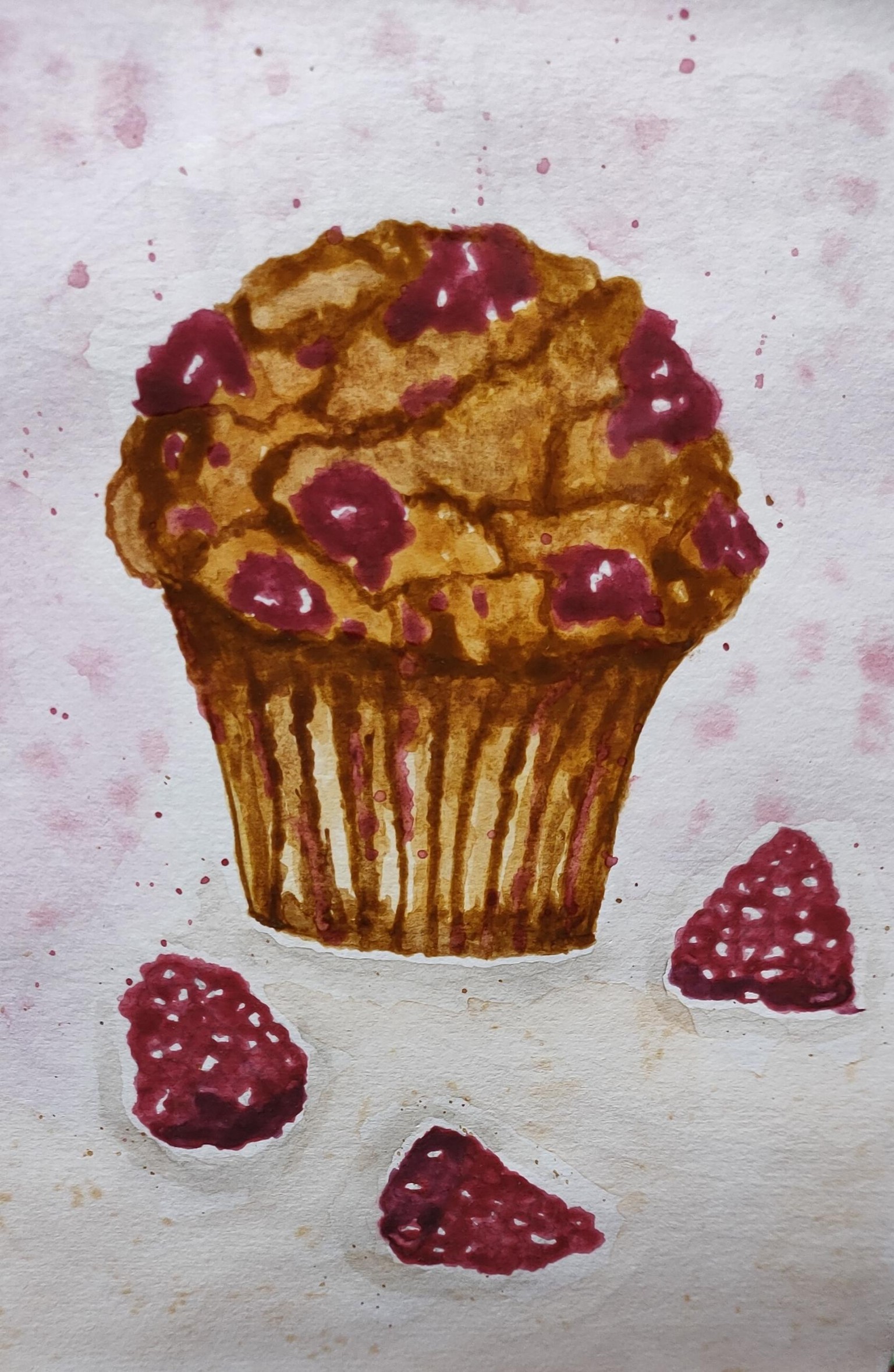 Watercolor Blueberry and Raspberry Muffin - image 1 - student project