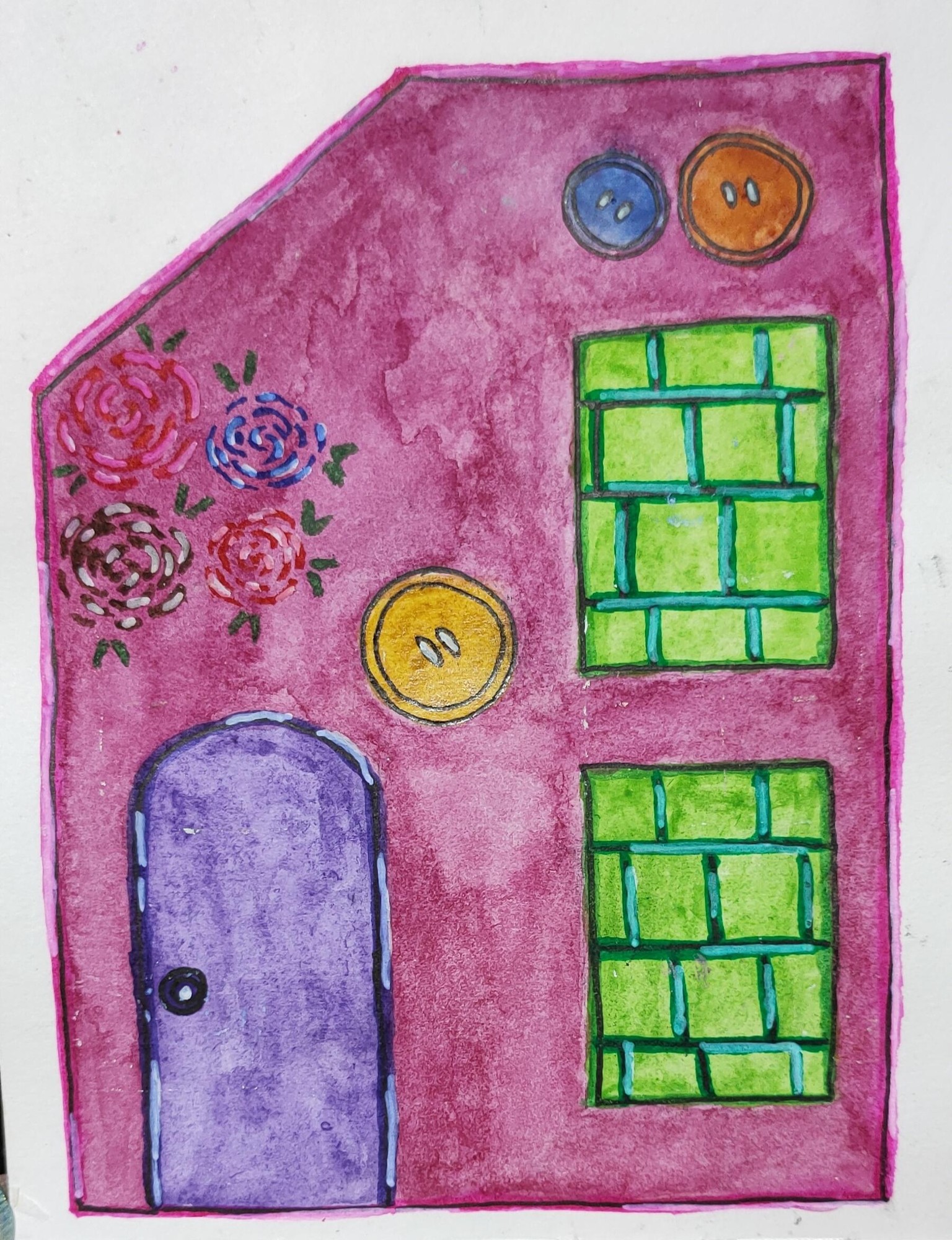 Happy tiny button decorated homes - image 1 - student project