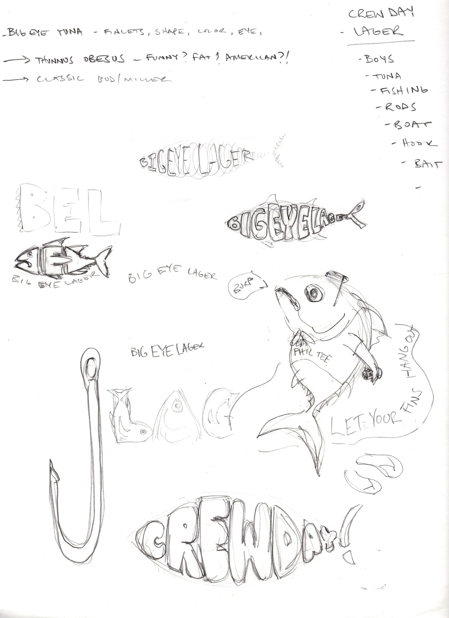 Big Eye Tuna Beers - Crew Day Lager Label (WIP) sketches - image 1 - student project