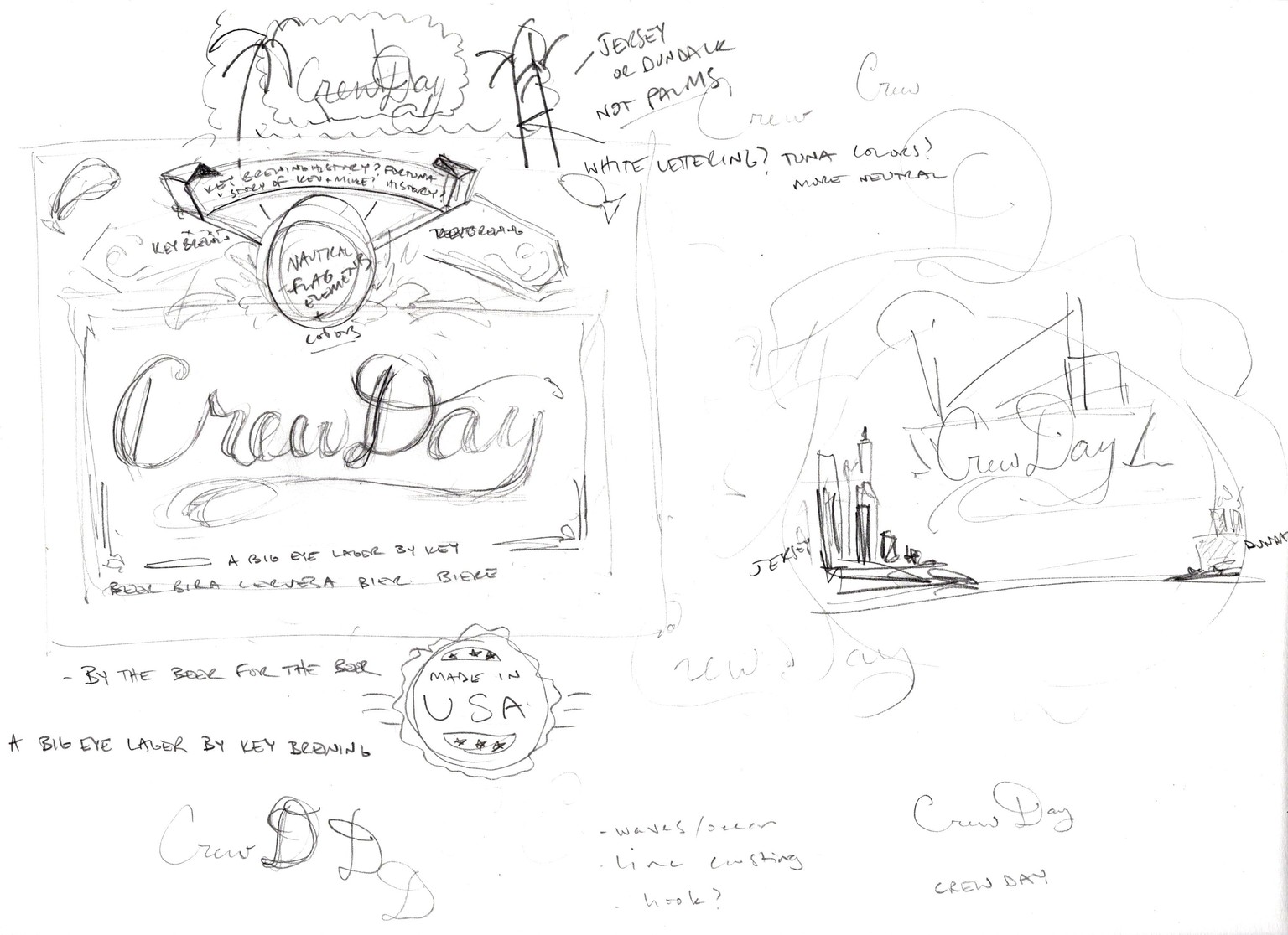 Big Eye Tuna Beers - Crew Day Lager Label (WIP) sketches - image 2 - student project