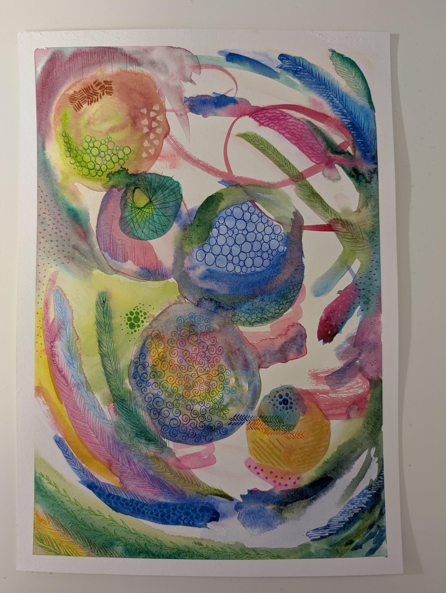 Abstract watercolors with patterns practice - image 1 - student project