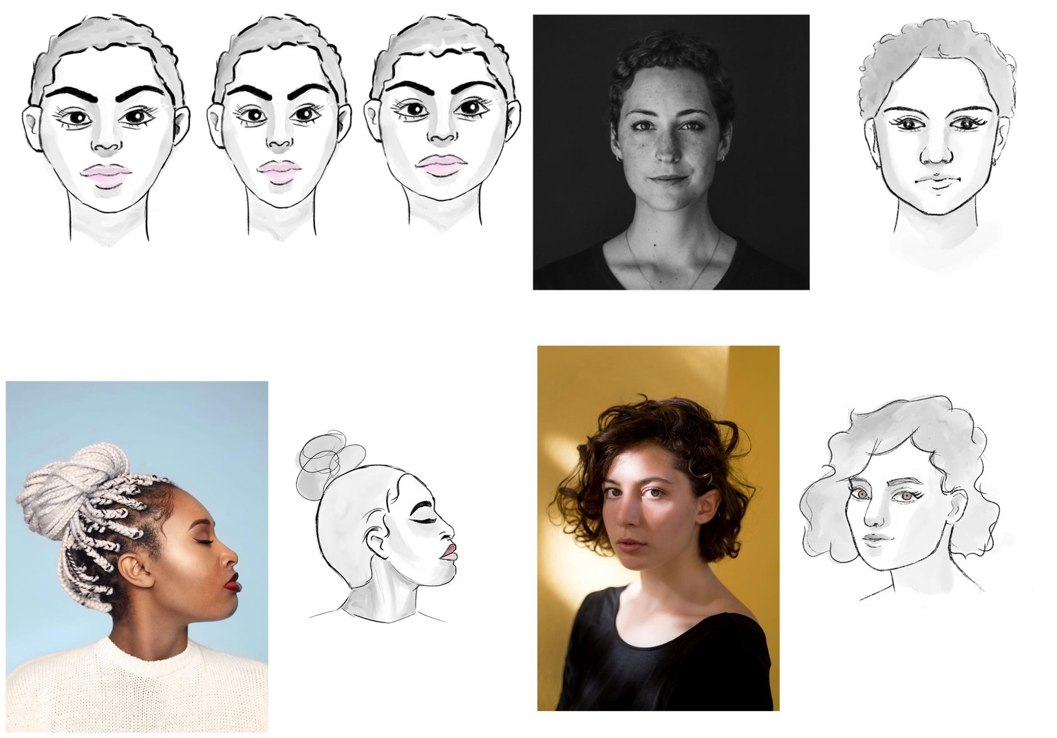 Basic Faces, simple female drawing - image 1 - student project