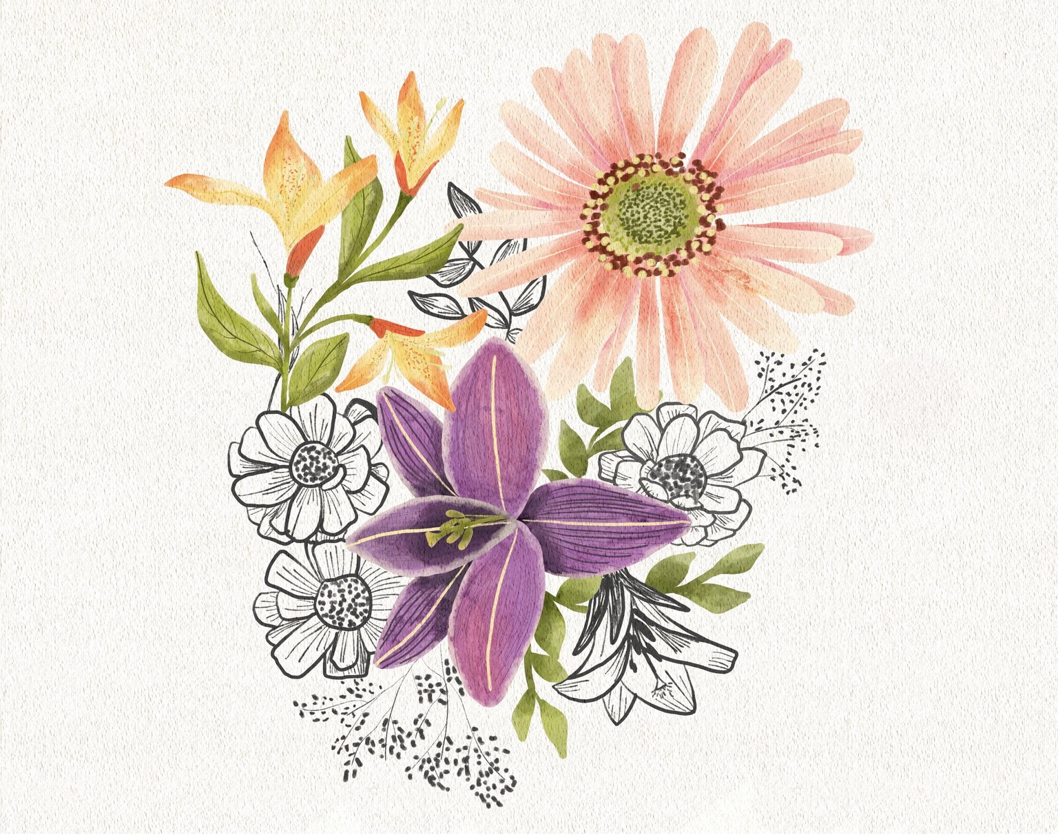Watercolour floral bouquet - image 1 - student project