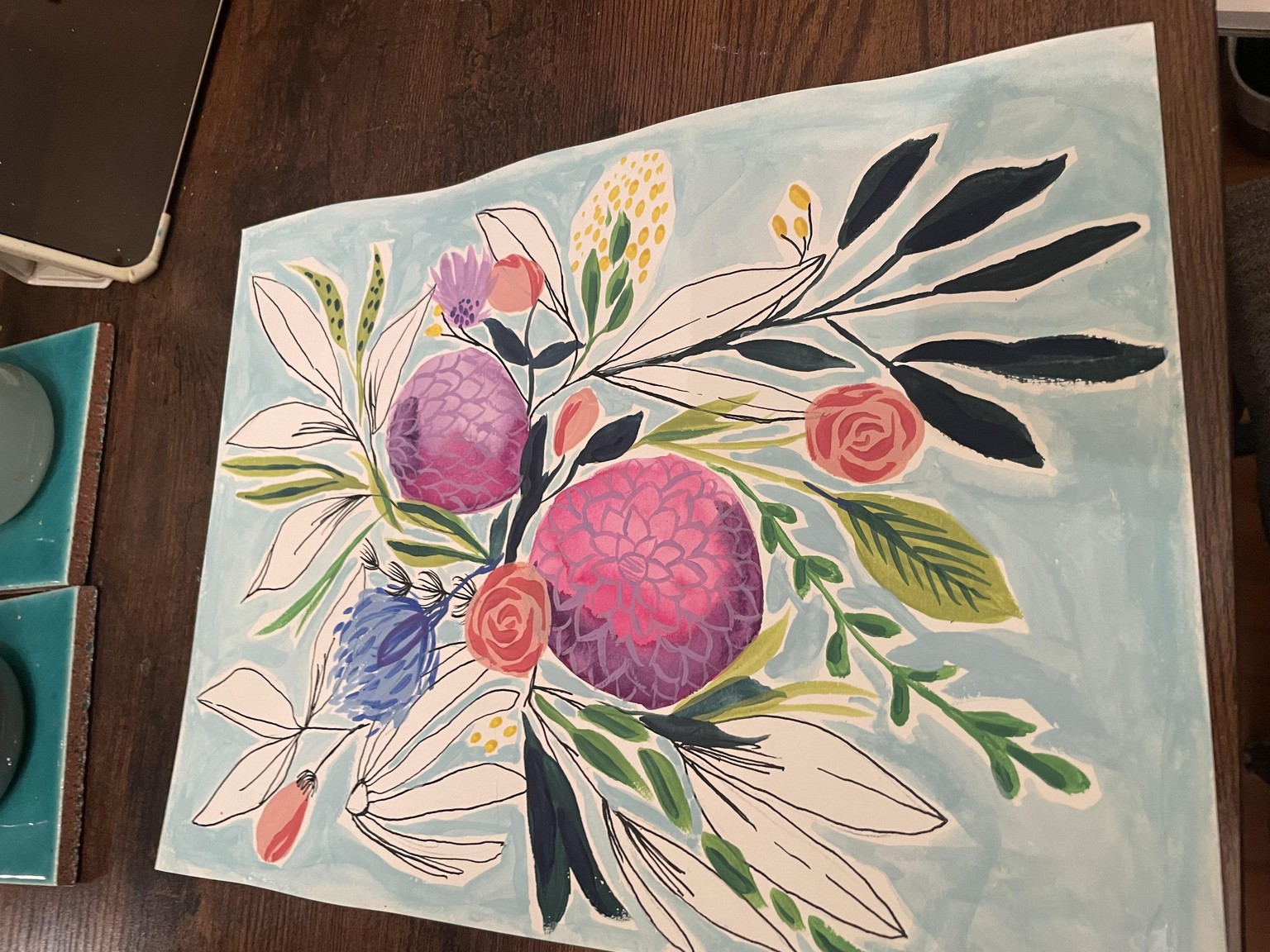 Gouache and ink florals - image 1 - student project