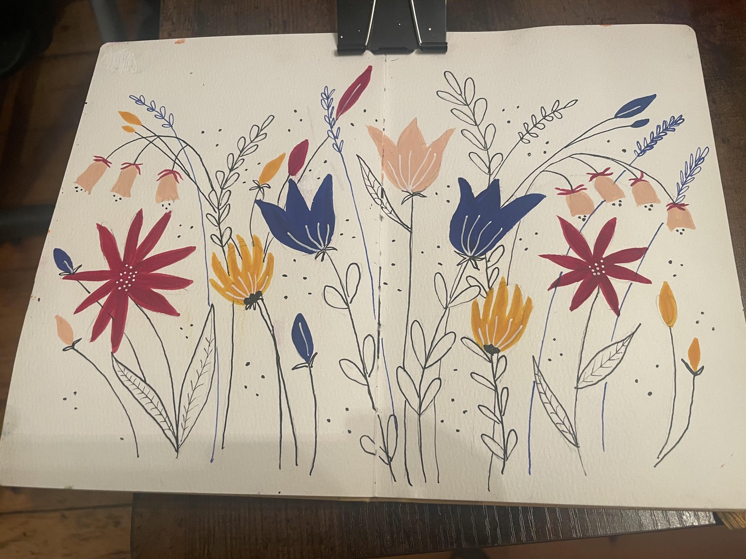 Ink & gouache florals - image 1 - student project