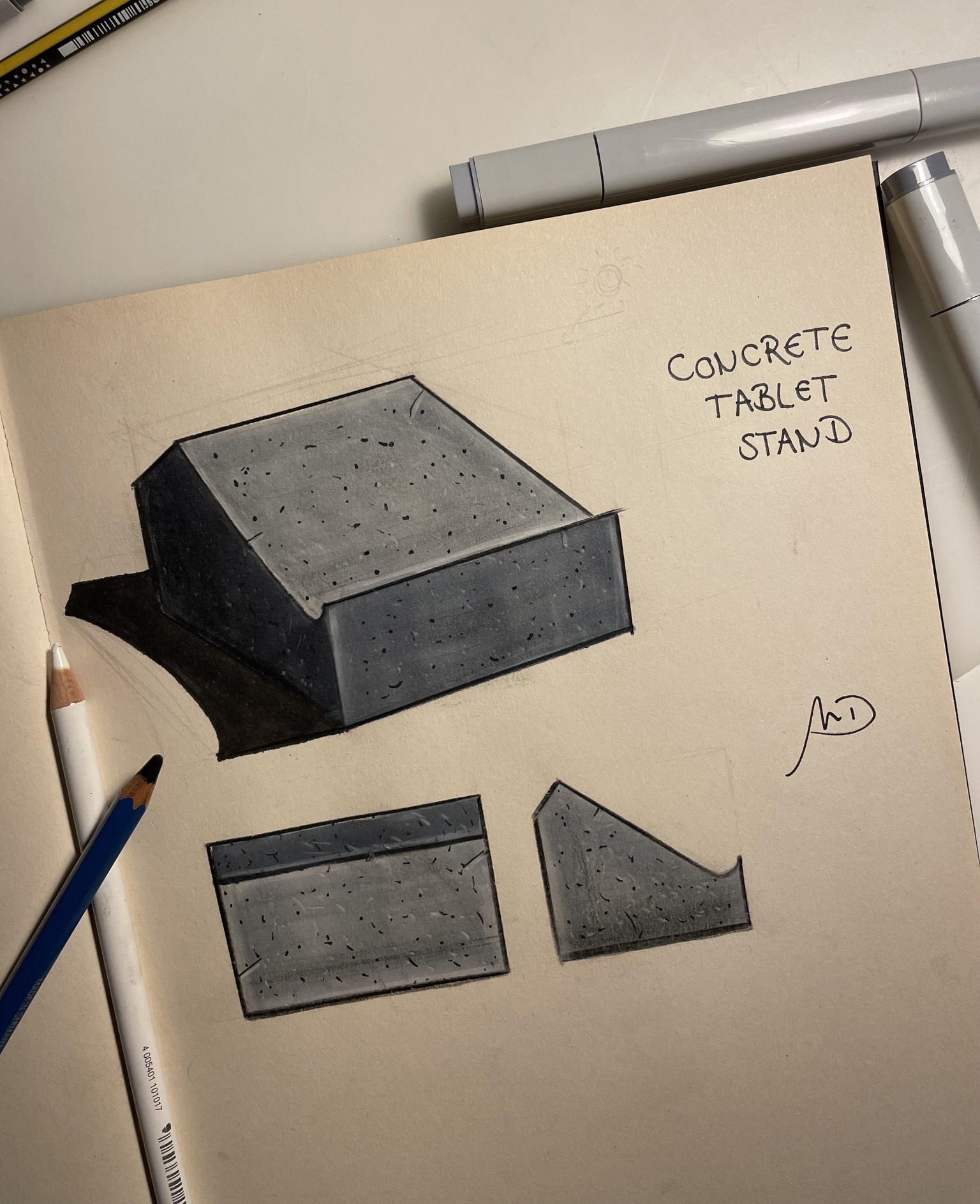 Concrete tablet stand - image 1 - student project