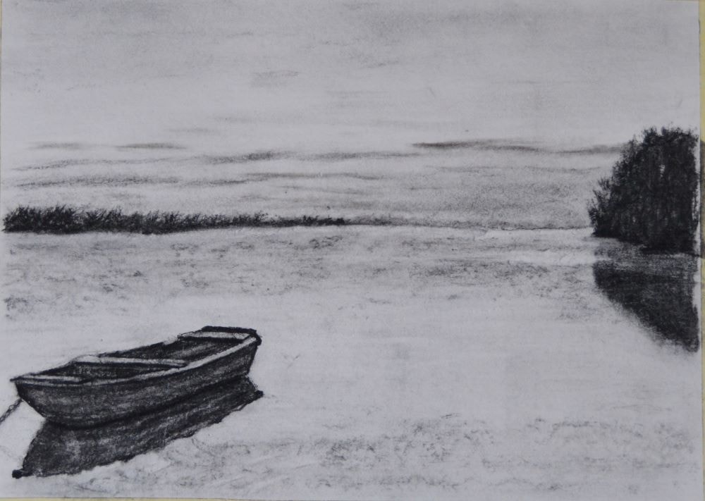 Rowing boat in charcoal - image 1 - student project