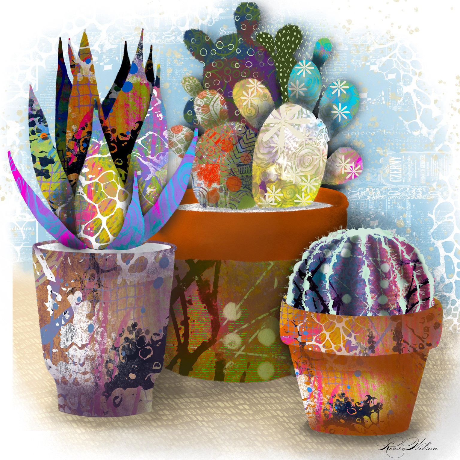 Procreate Highly Textural Mixed Media Cactus Art - image 1 - student project