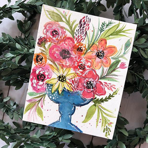 Whimsical Flowers with Watercolor + Ink - image 2 - student project
