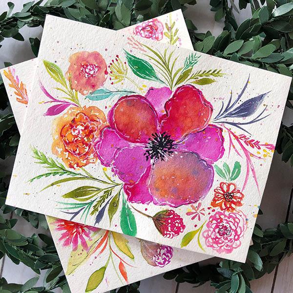 Whimsical Flowers with Watercolor + Ink - image 1 - student project
