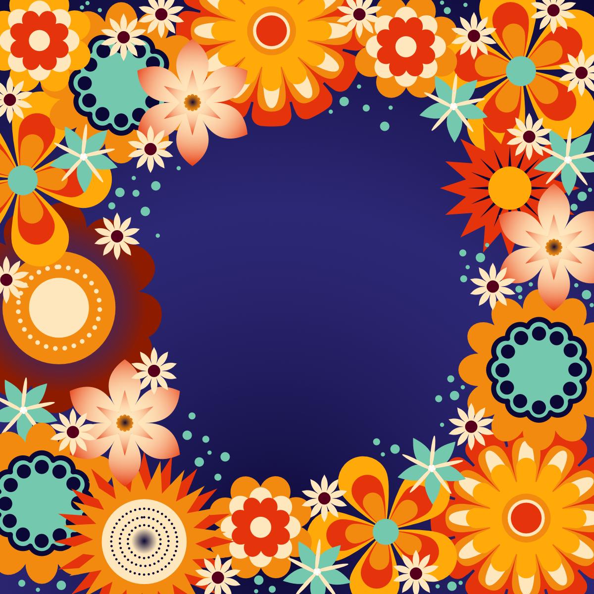Retro flowers frame - image 3 - student project