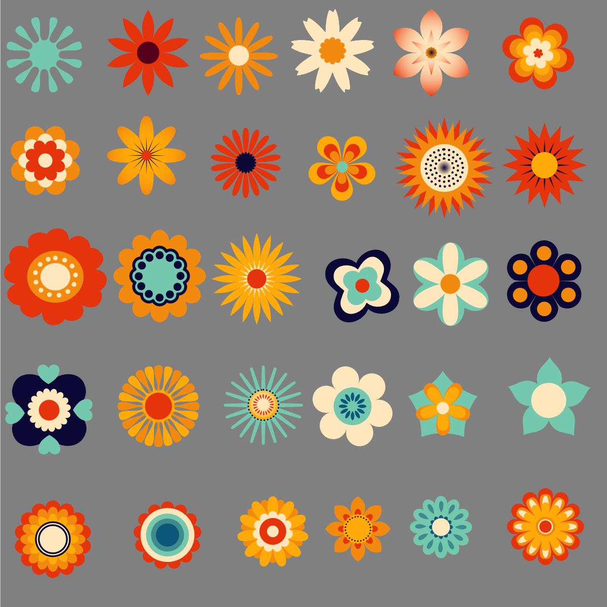 Retro flowers frame - image 2 - student project