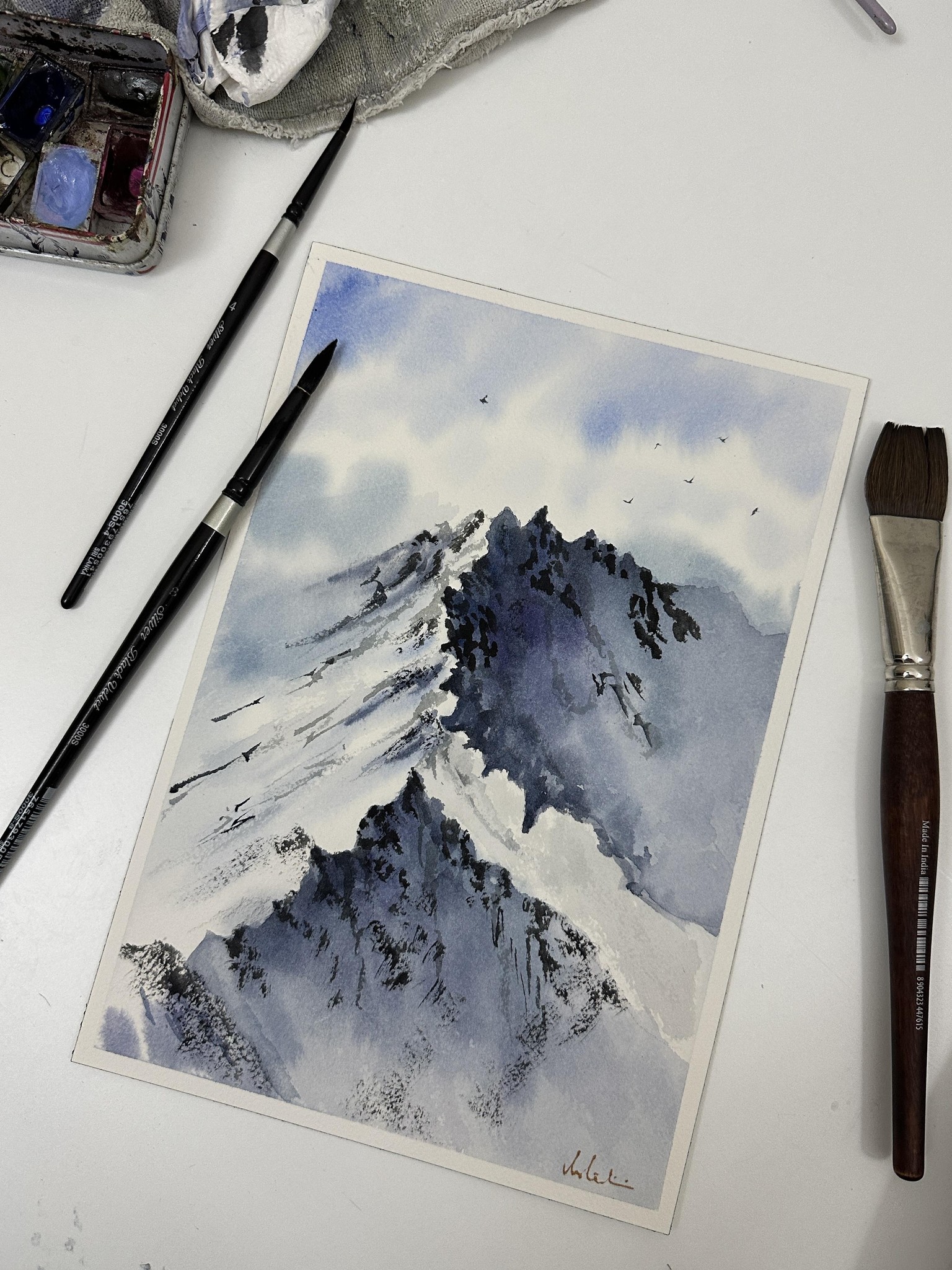Snowy Mountain A 7 Day Painting Challenge in Watercolours - image 6 - student project