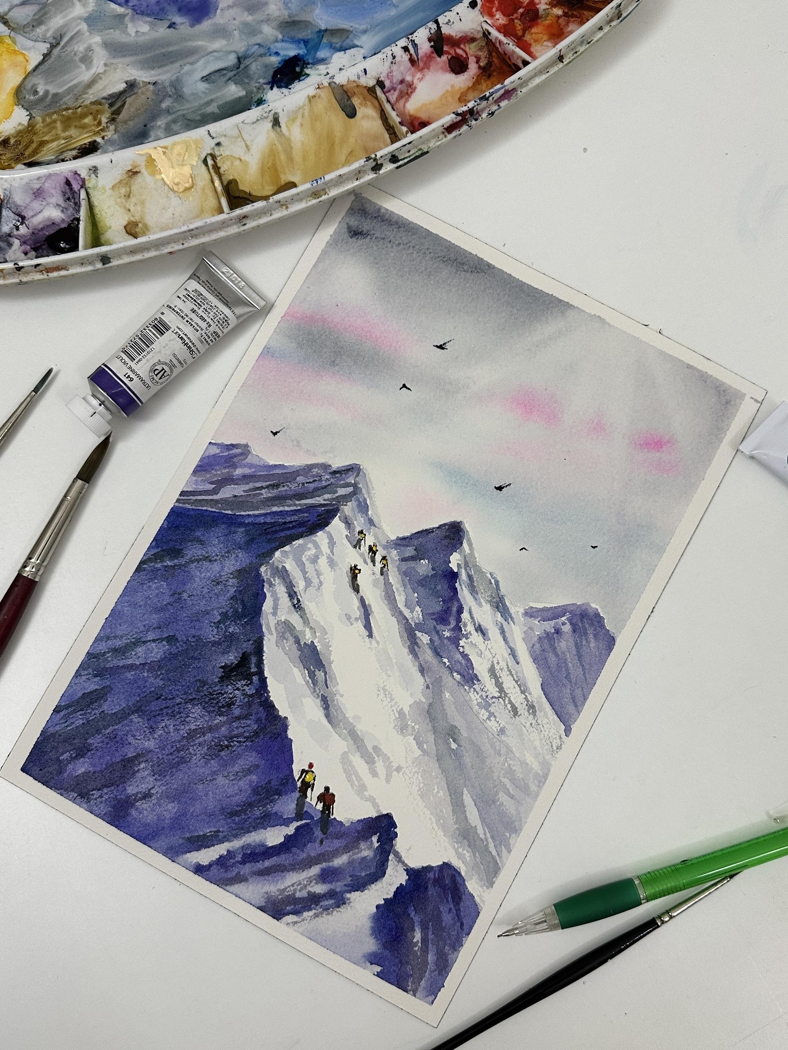 Snowy Mountain A 7 Day Painting Challenge in Watercolours - image 1 - student project