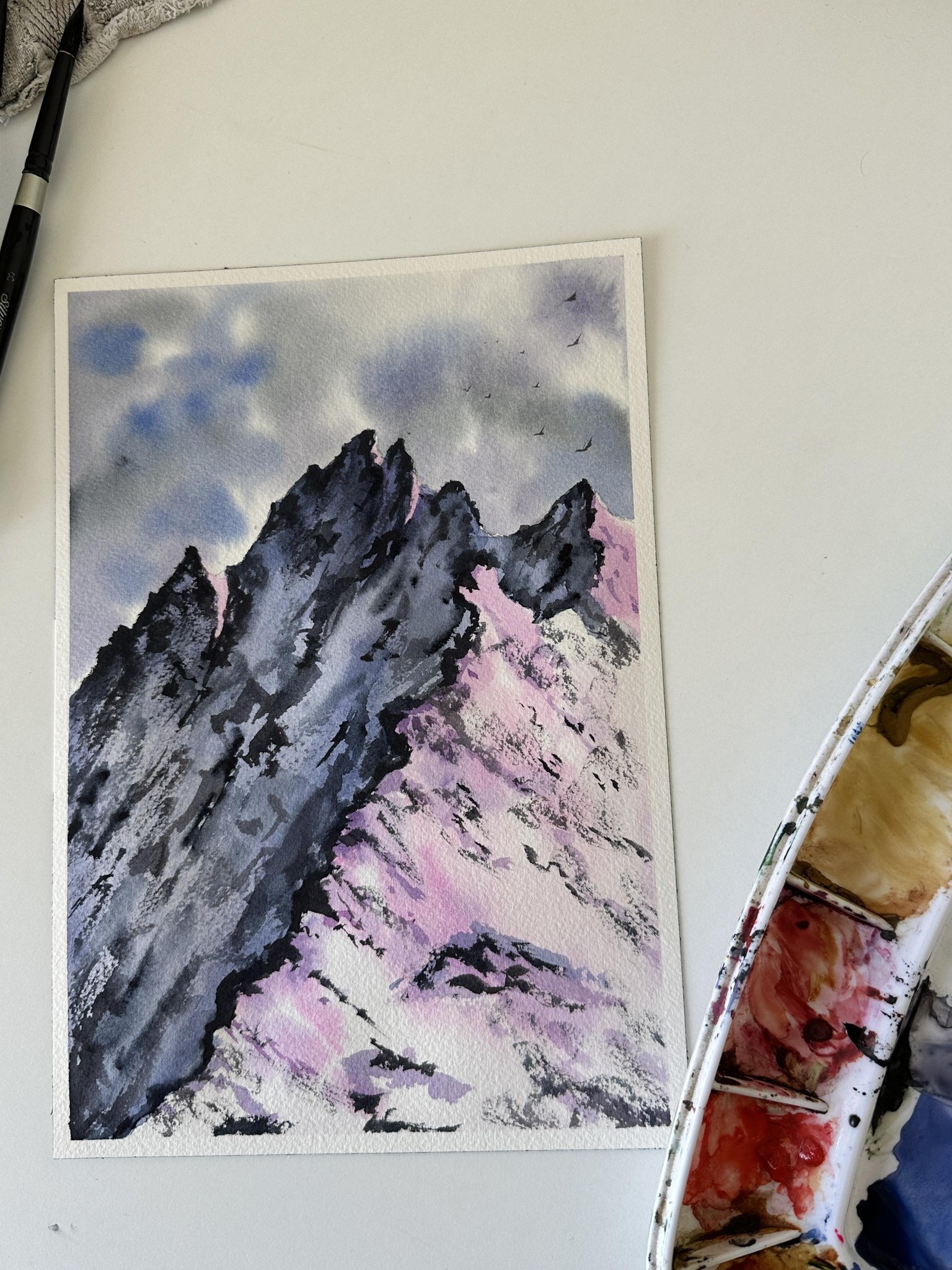 Snowy Mountain A 7 Day Painting Challenge in Watercolours - image 7 - student project