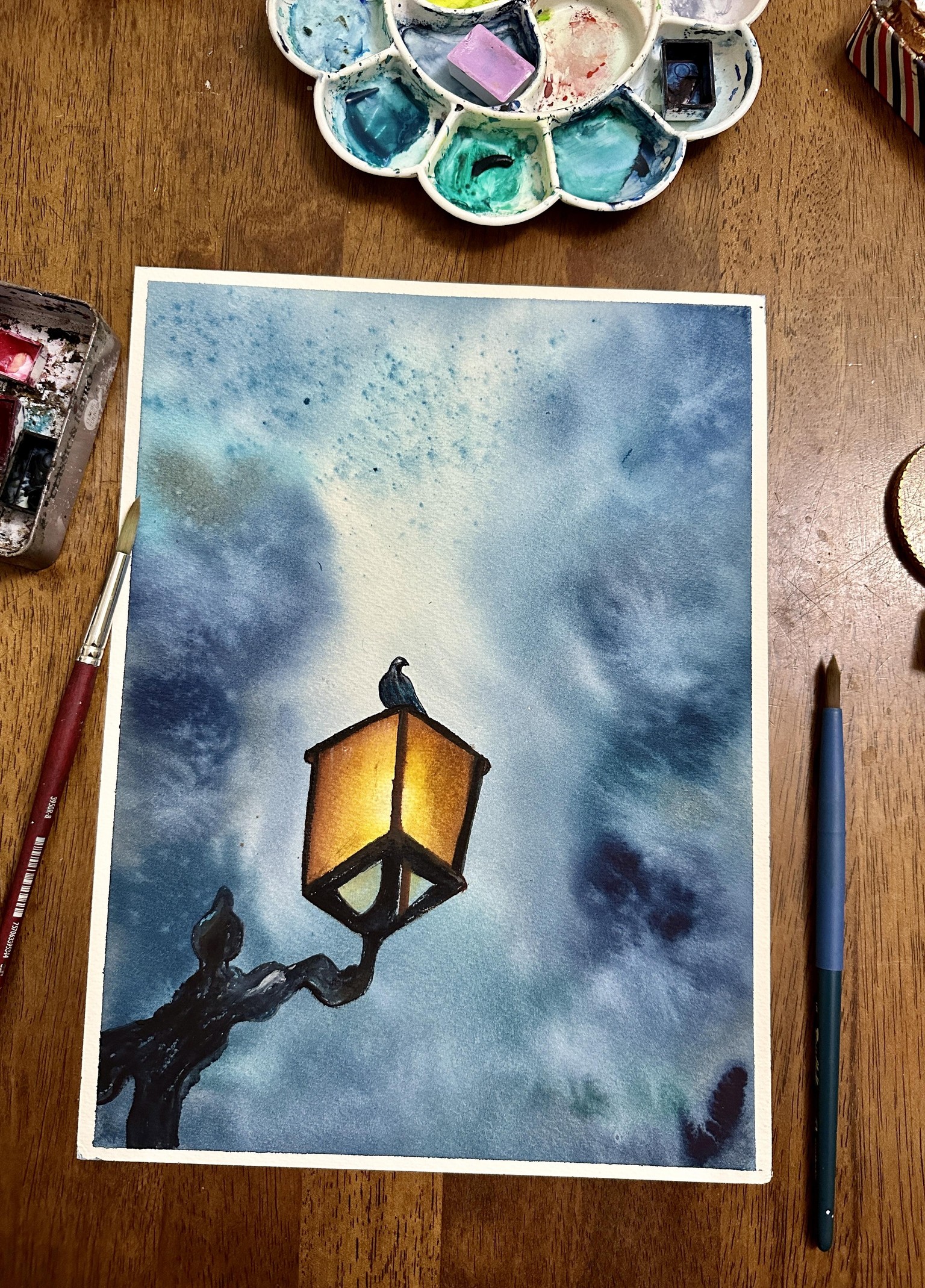Paint glowing lights with watercolour - image 1 - student project