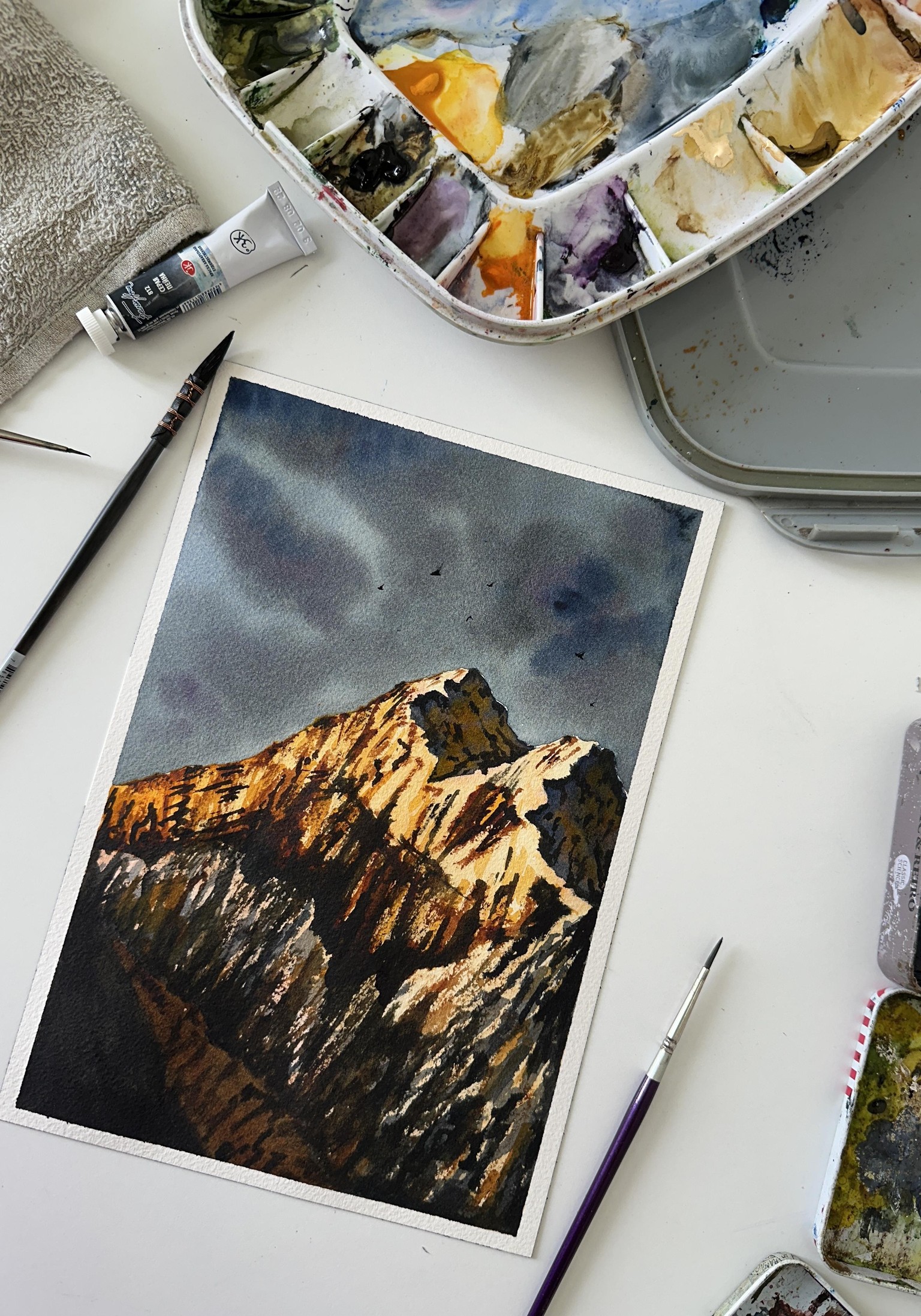 Snowy Mountain A 7 Day Painting Challenge in Watercolours - image 2 - student project