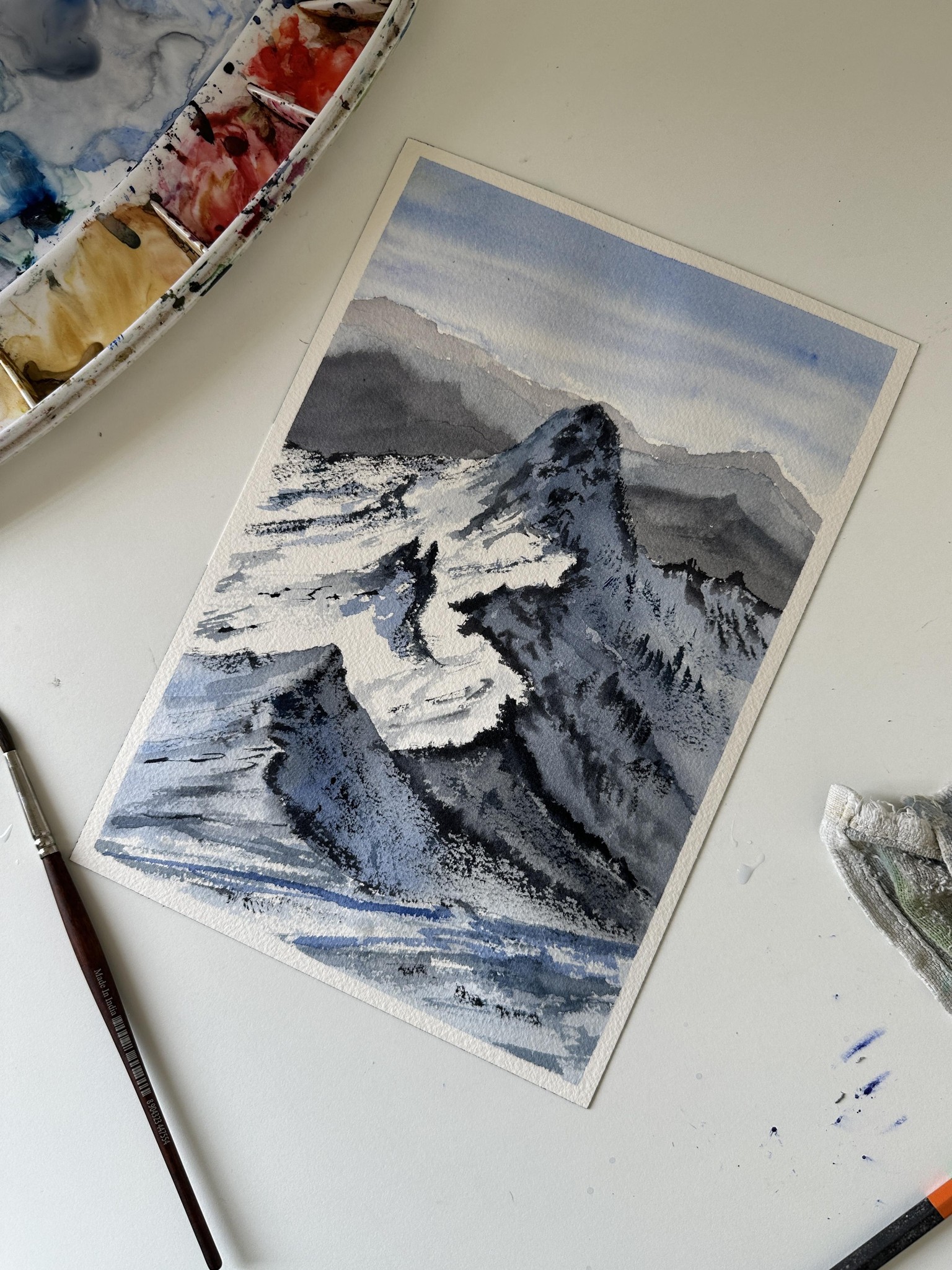Snowy Mountain A 7 Day Painting Challenge in Watercolours - image 5 - student project