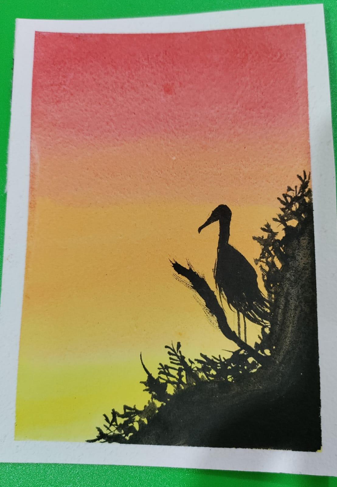 Easy watercolour sunset - image 1 - student project