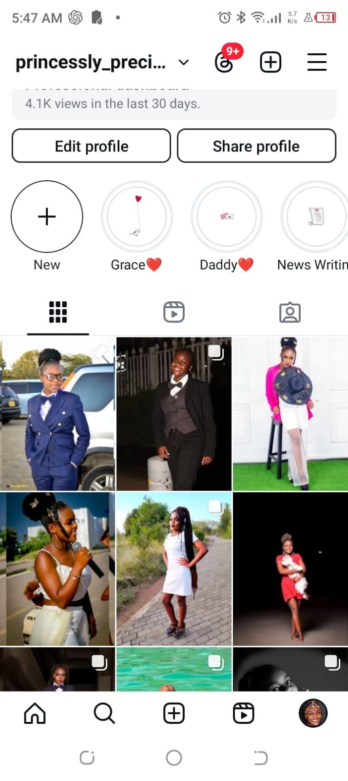 instergram page profile for precious - image 1 - student project