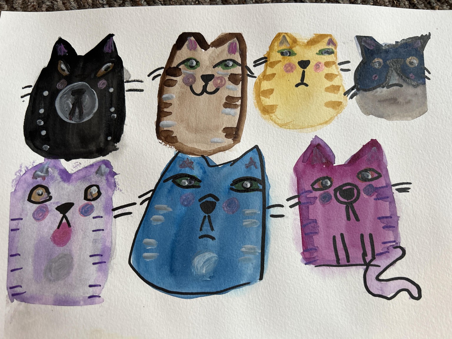 Wet on wet WC cats - image 1 - student project