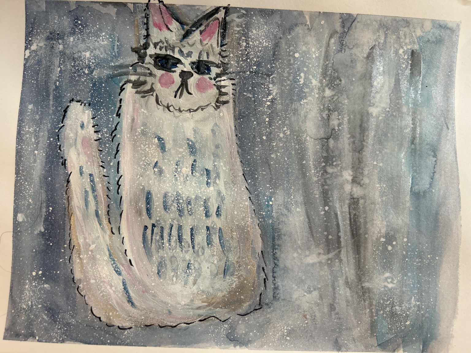 Wet on wet WC cats - image 3 - student project