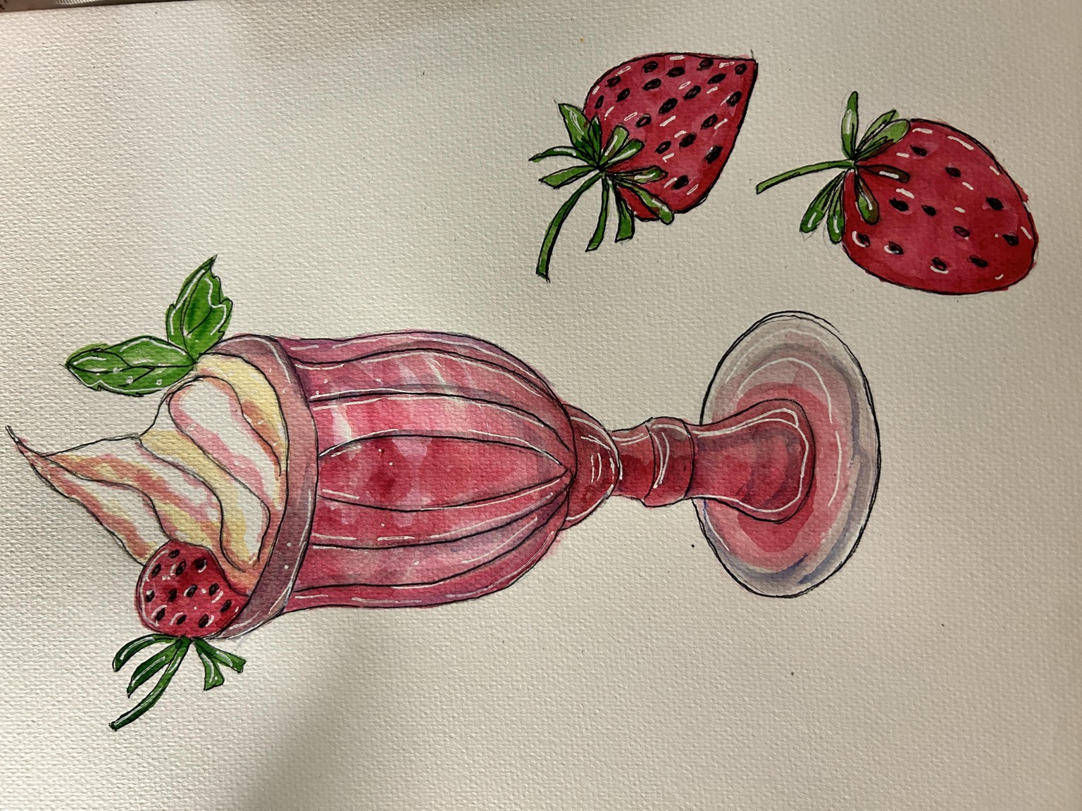 Paint beautiful French deserts in water color and ink. - image 2 - student project