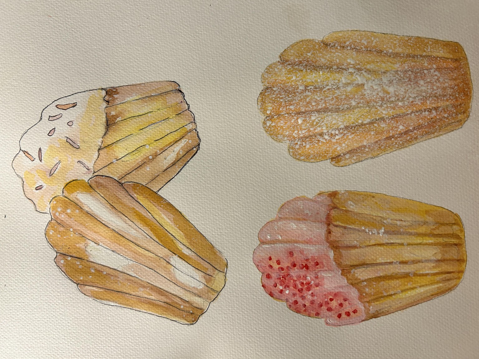Paint beautiful French deserts in water color and ink. - image 1 - student project