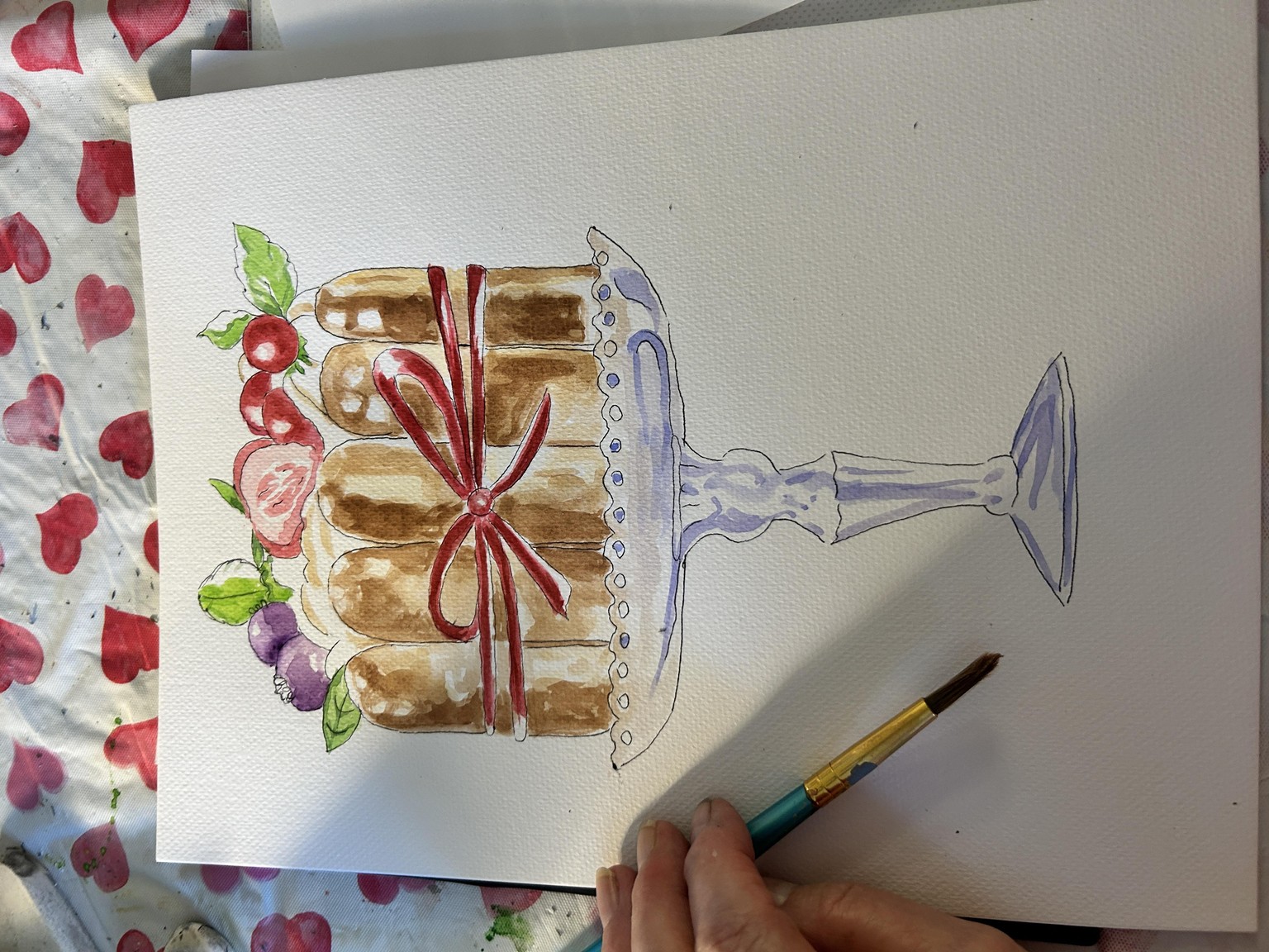 Paint beautiful French deserts in water color and ink. - image 3 - student project